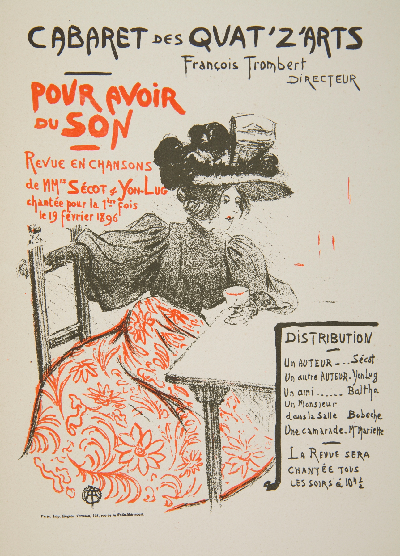 Program of the revue ‘Pour avoir du son’ by the Parisian cabaret Quat ‘Z’ Arts from February 1896. (1897)