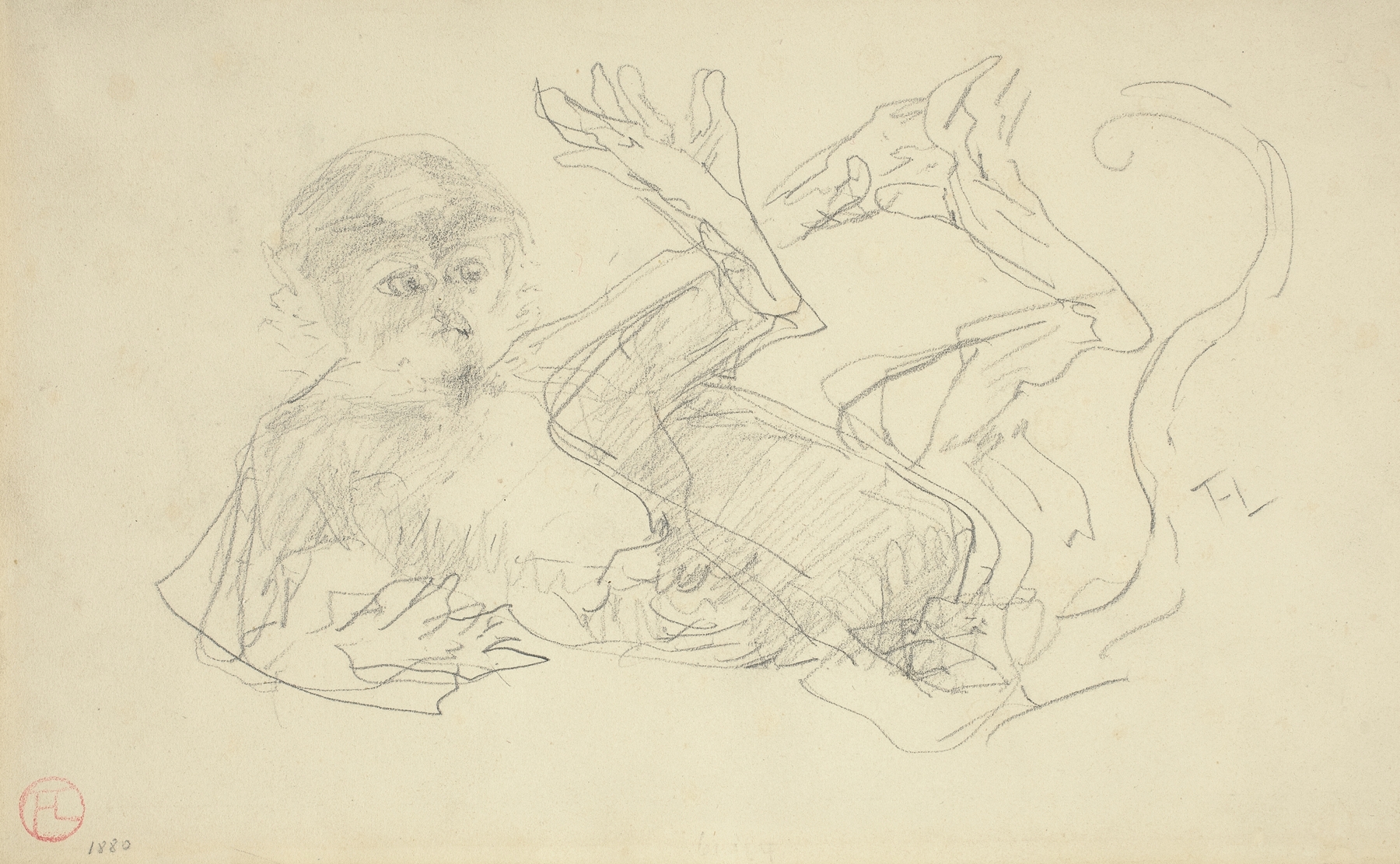 A Monkey Playing on His Back (1880)