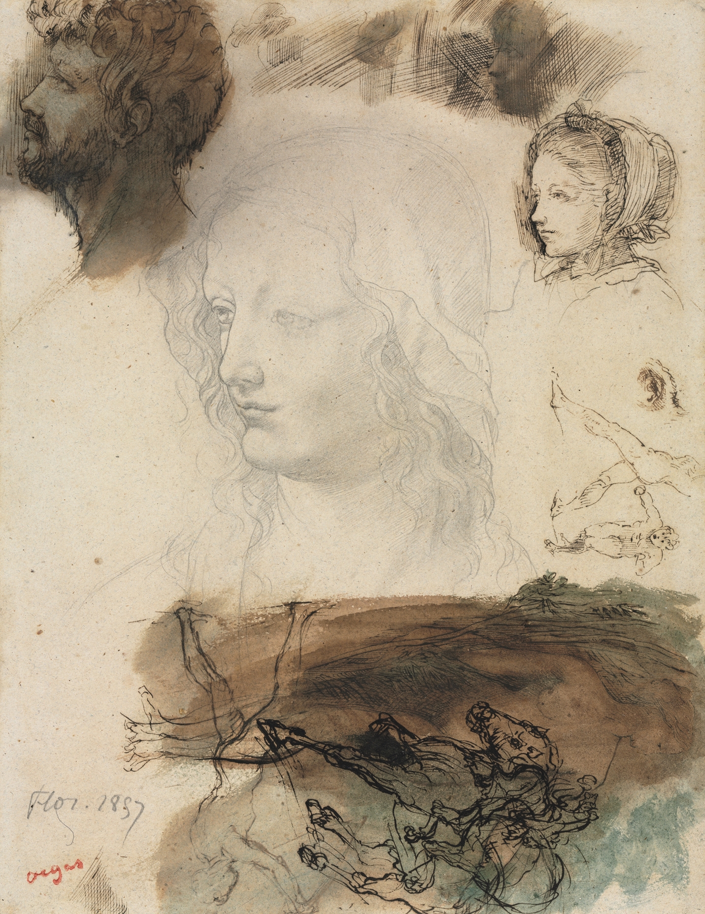Sheet of Studies and Sketches (1858)