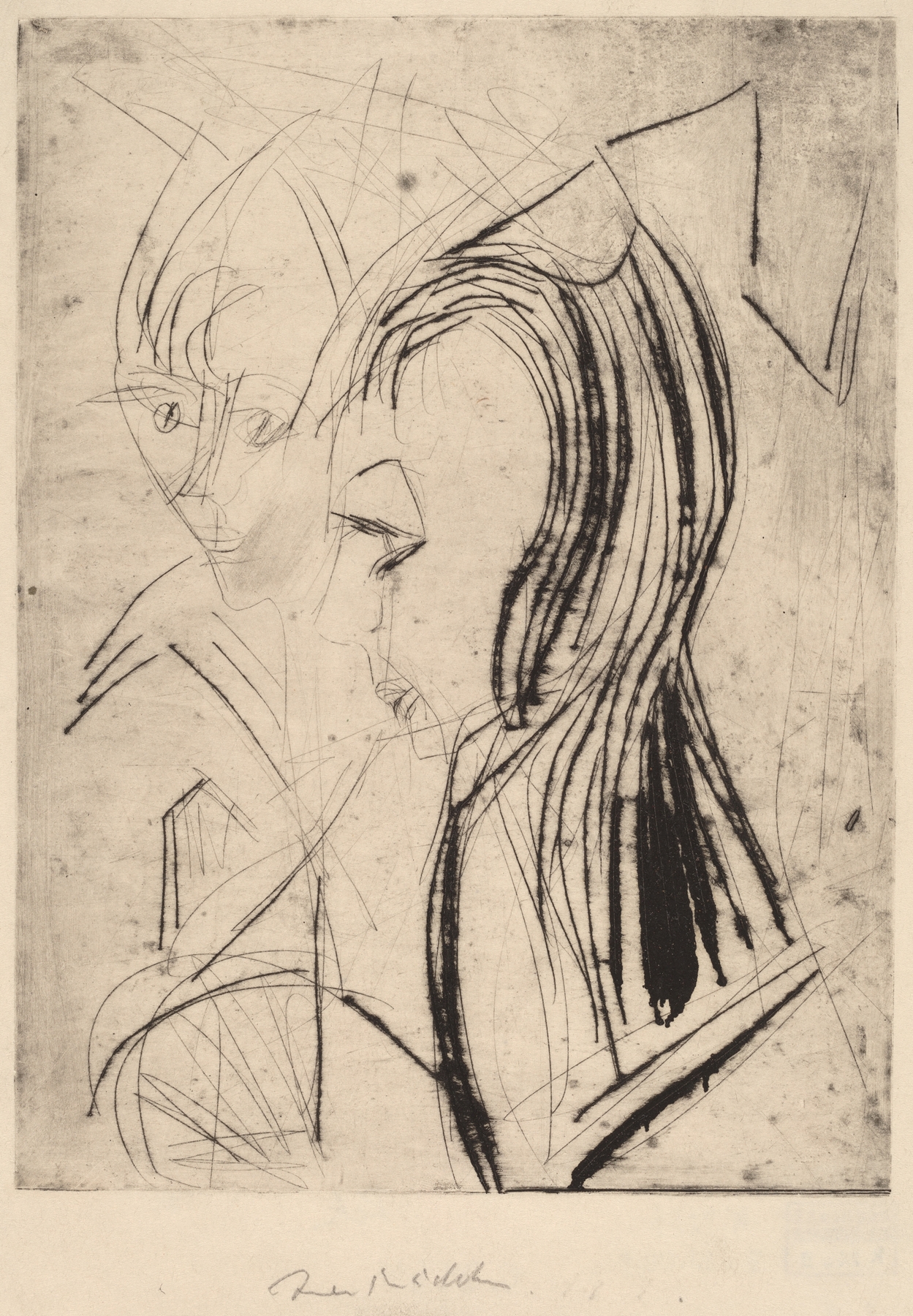 Heads of Two Girls (1919)