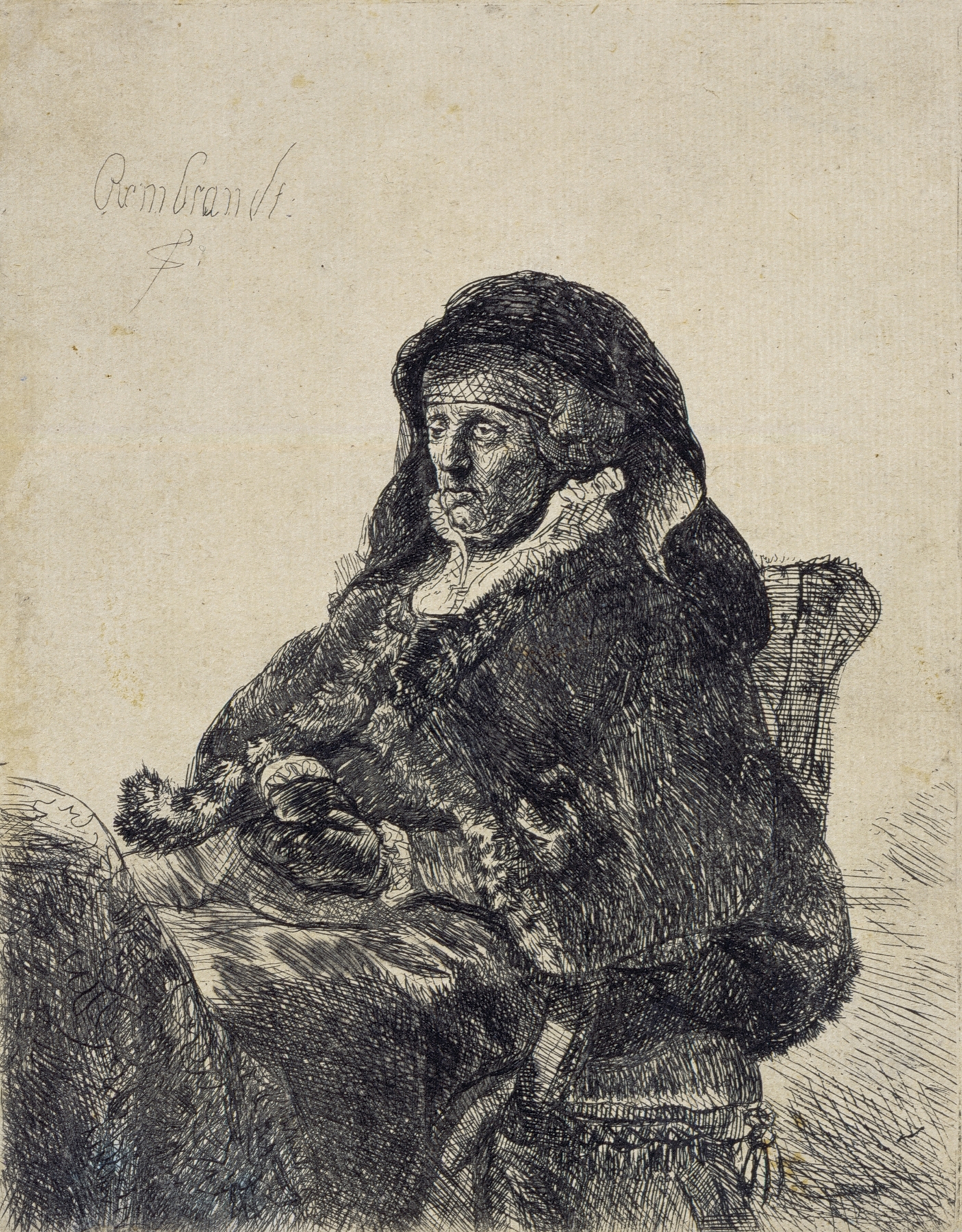 An Elderly Woman (in widow’s dress and black gloves) (c1632-1635)