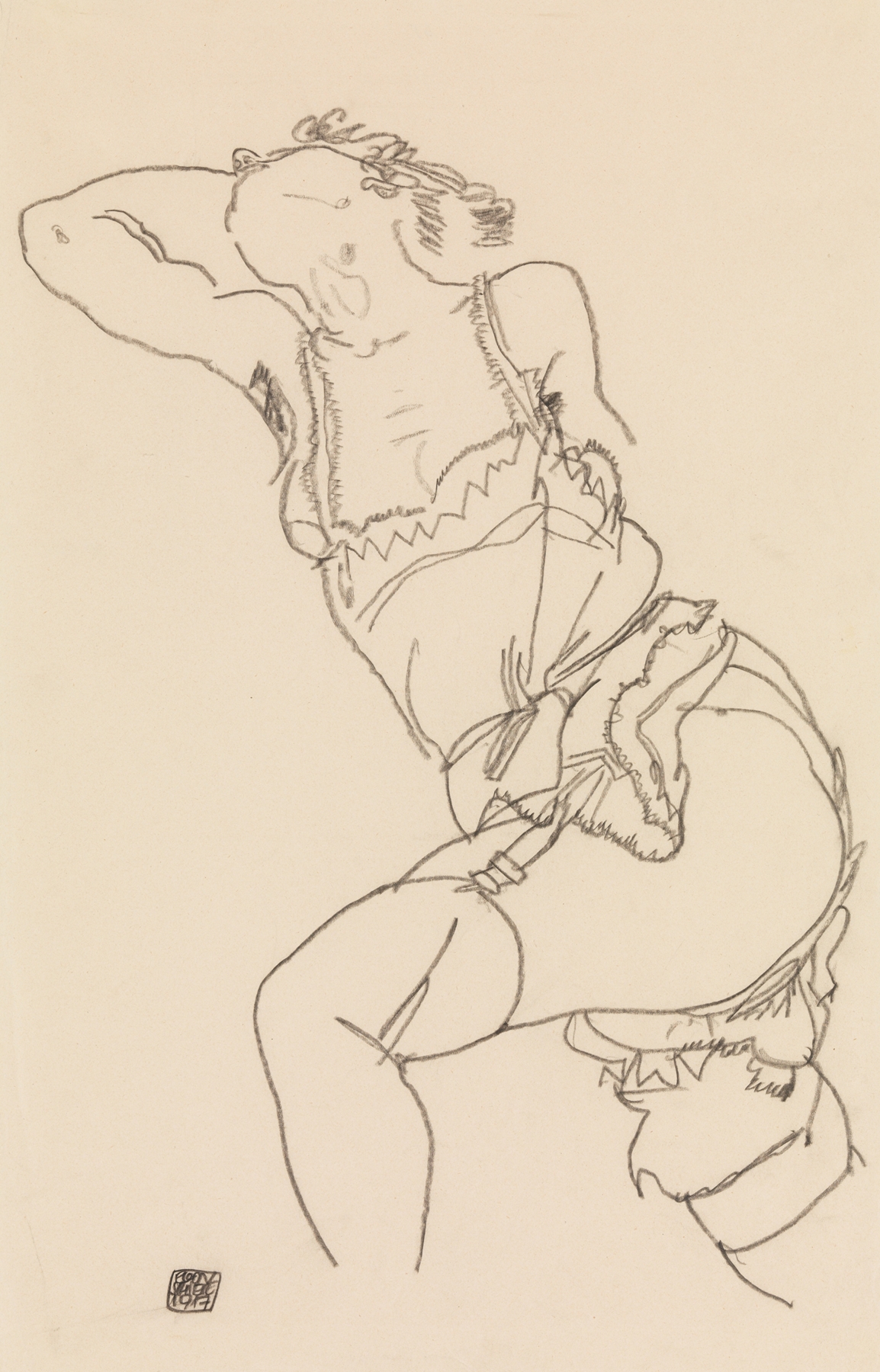 Reclining Model in Chemise and Stockings (1917)