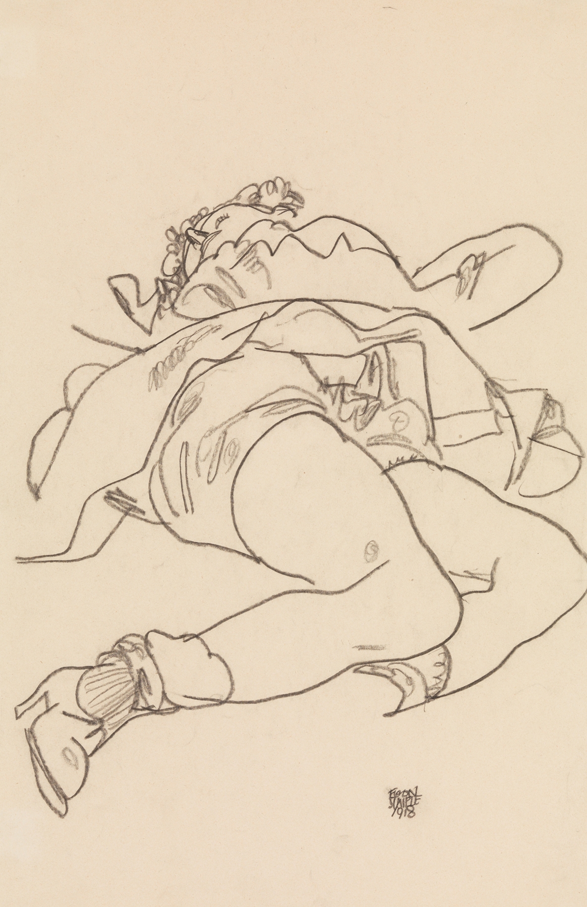 Reclining Woman with Raised Skirt (1918)