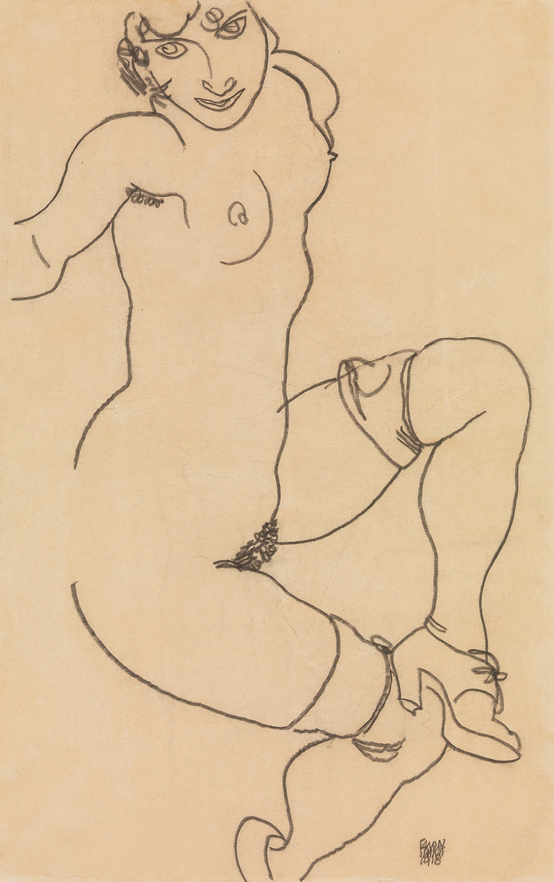 Seated Nude in Shoes and Stockings (1918)