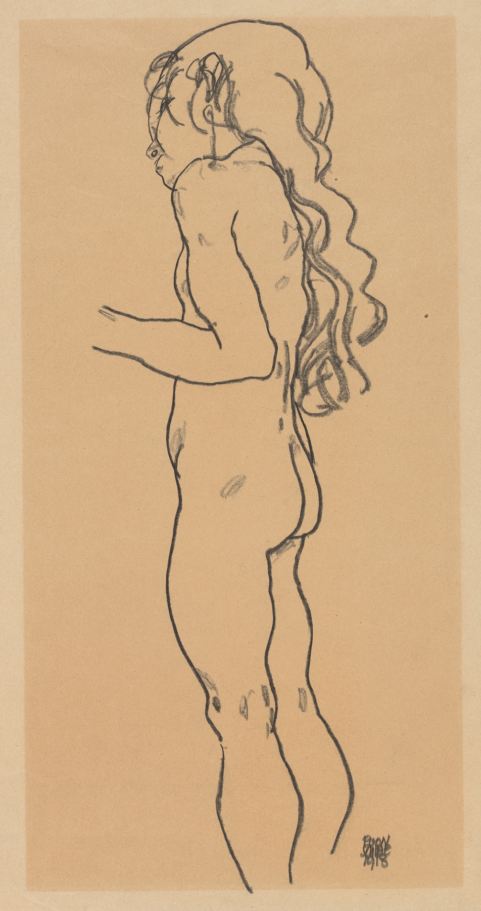 Standing Nude Girl, Facing Left (1918)