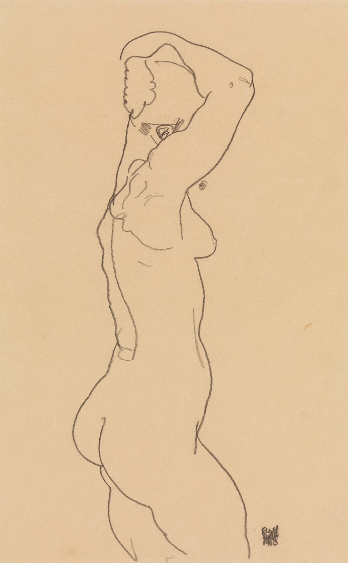 Standing Nude, Facing Right (1918)
