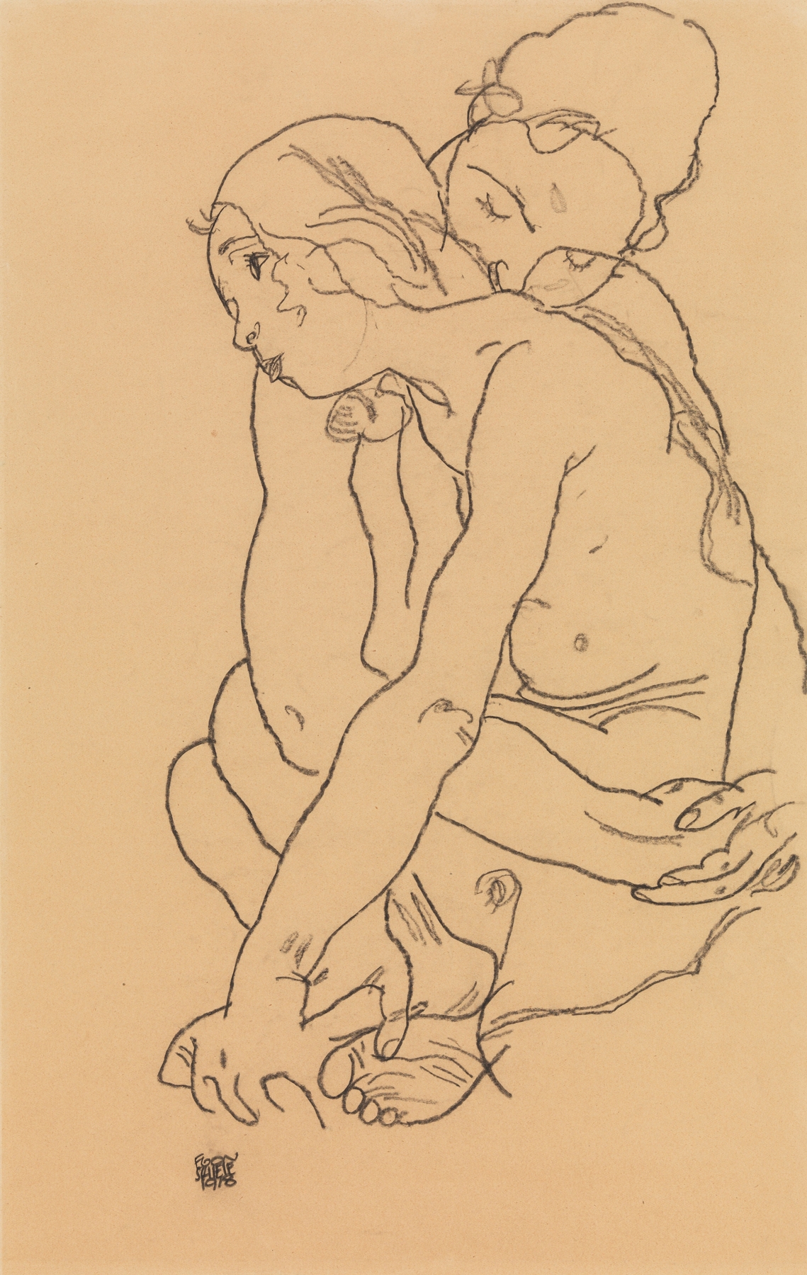 Woman and Girl Embracing (1918)