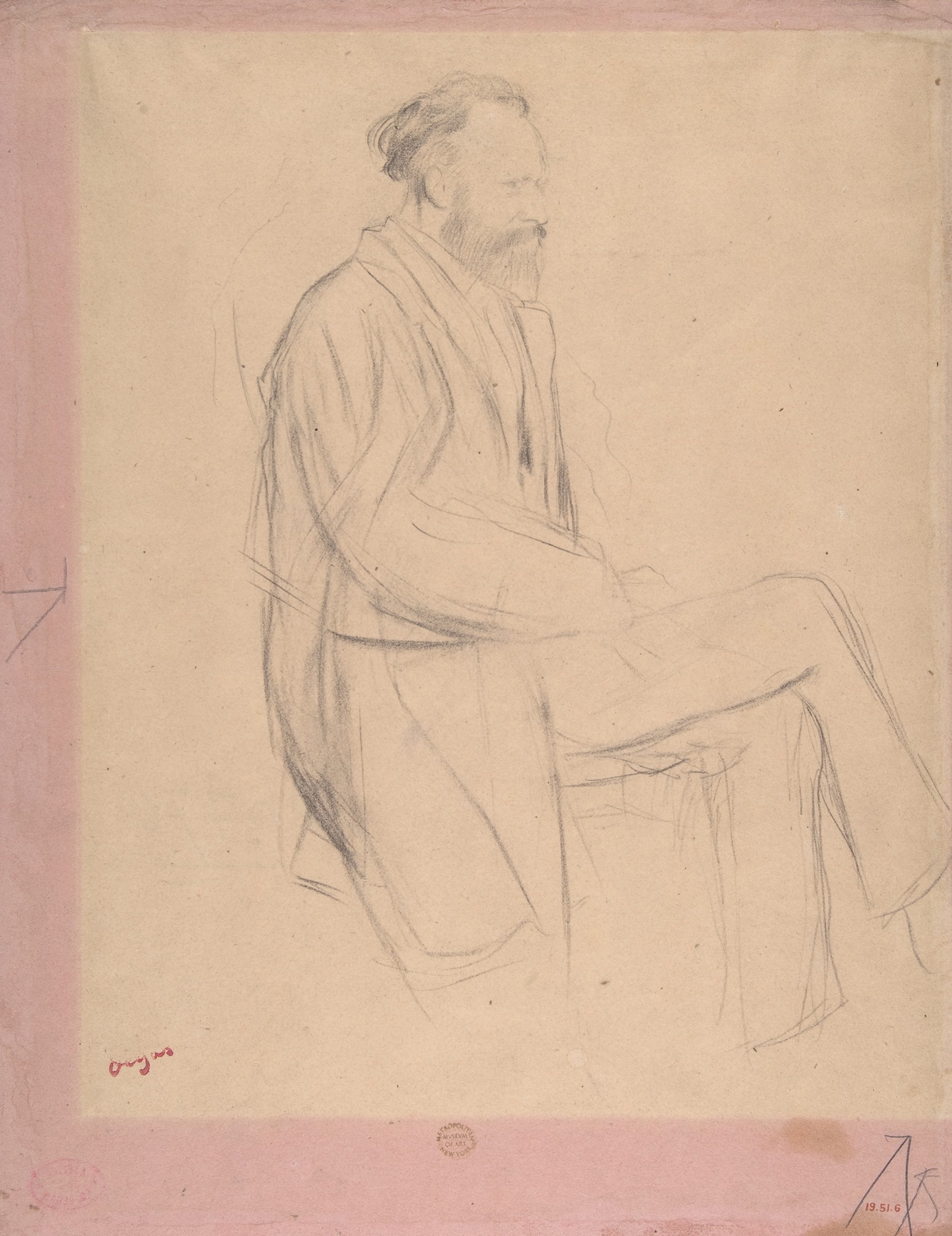 Édouard Manet Seated, Right Profile (ca. 1865)