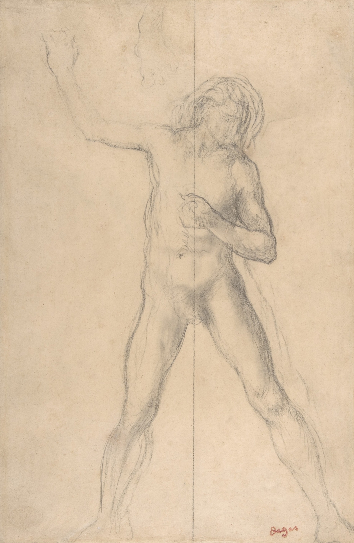 Standing Nude Youth, with right arm raised (1859–60)