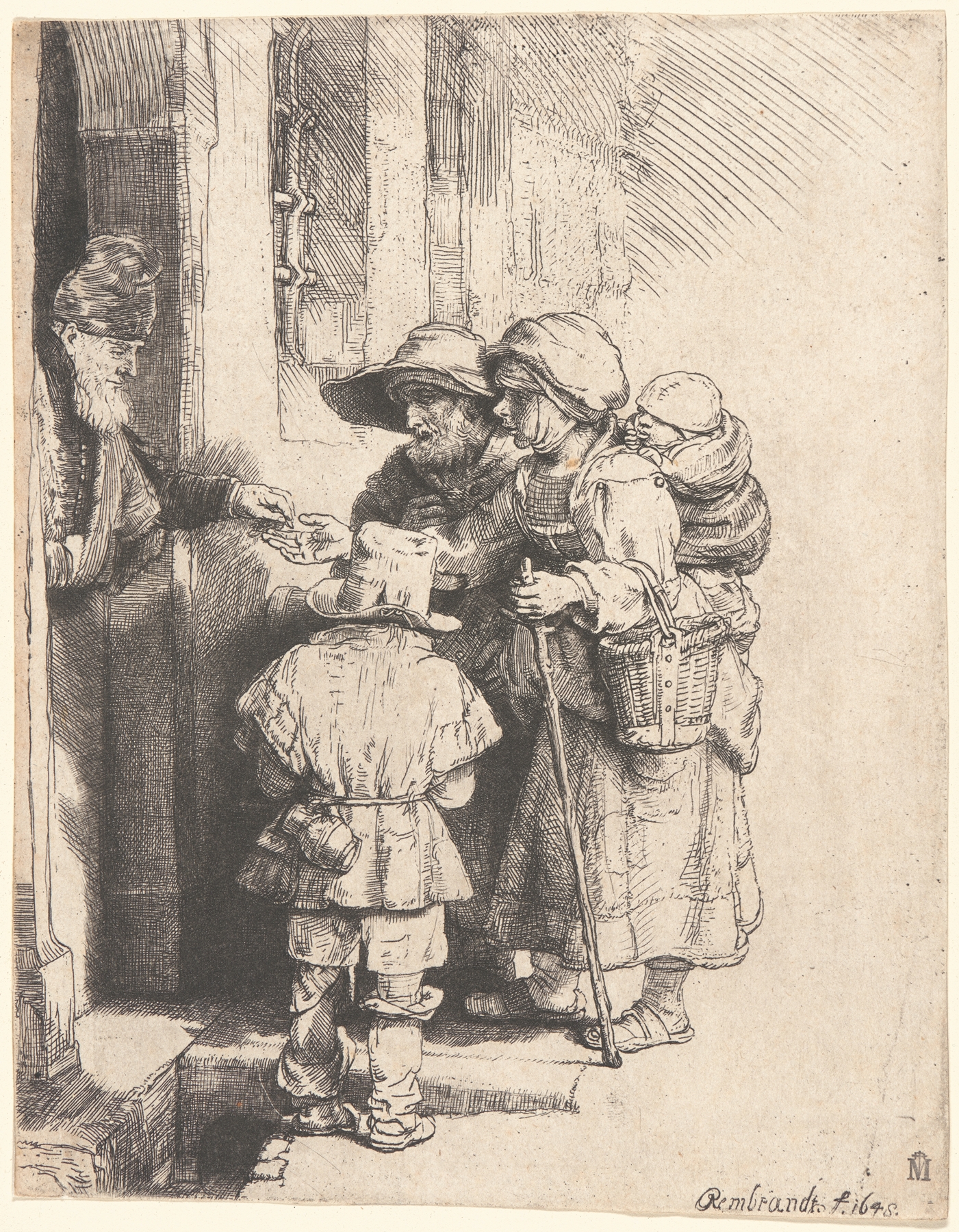 Beggars Receiving Alms at the Door of a House (1648)