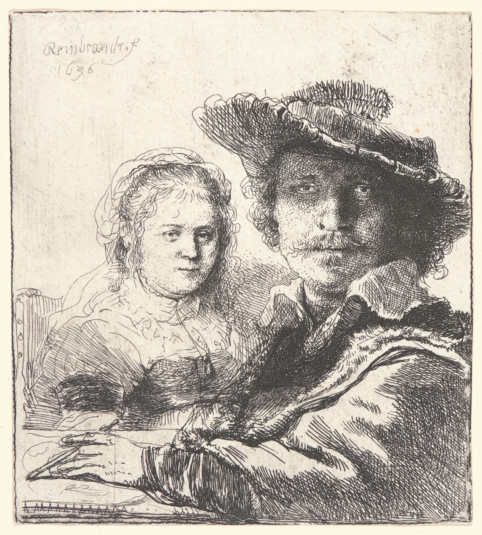 Rembrandt and His Wife Saskia (1636)