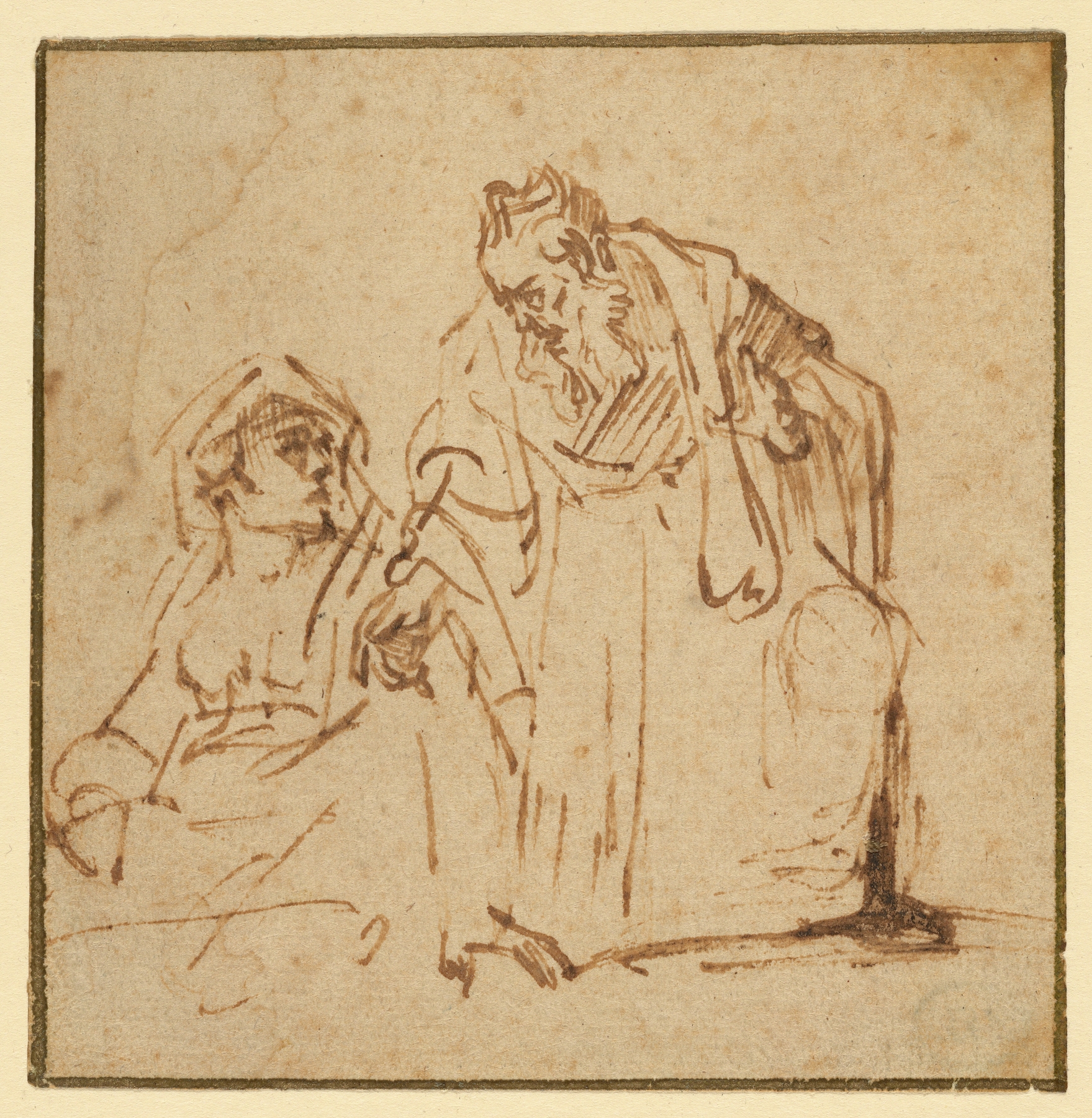 Study of a Man Talking to a Woman Seated on the Left (1635–1636)