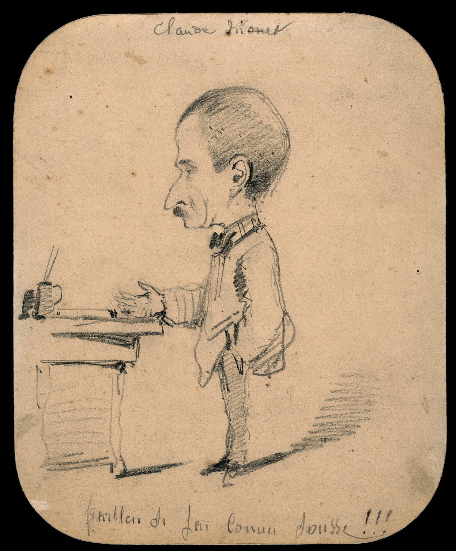 Caricature of a Man Standing by Desk (1855)