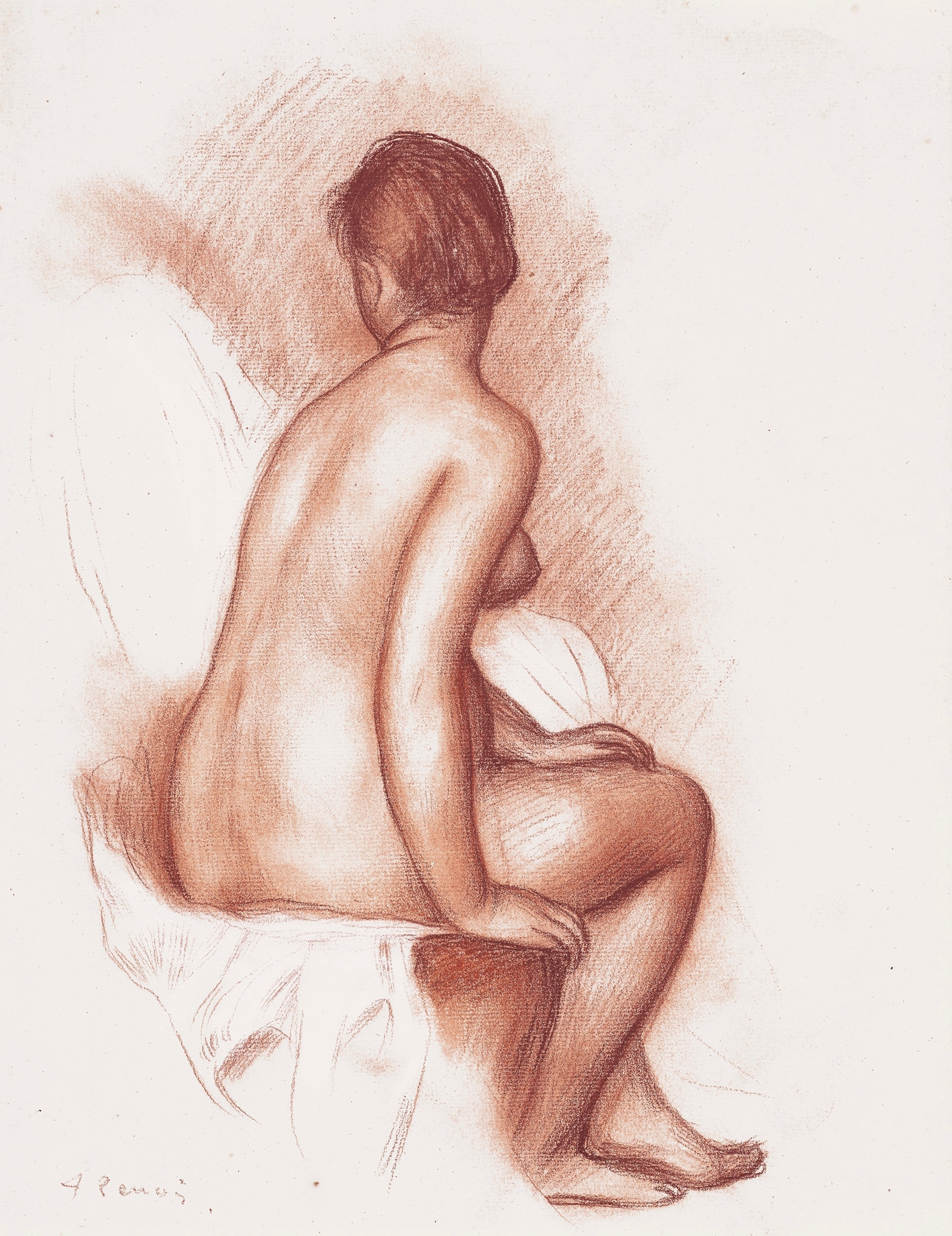 Femme assise (Baigneuse assise vue de dos) (circa 1885-1887)