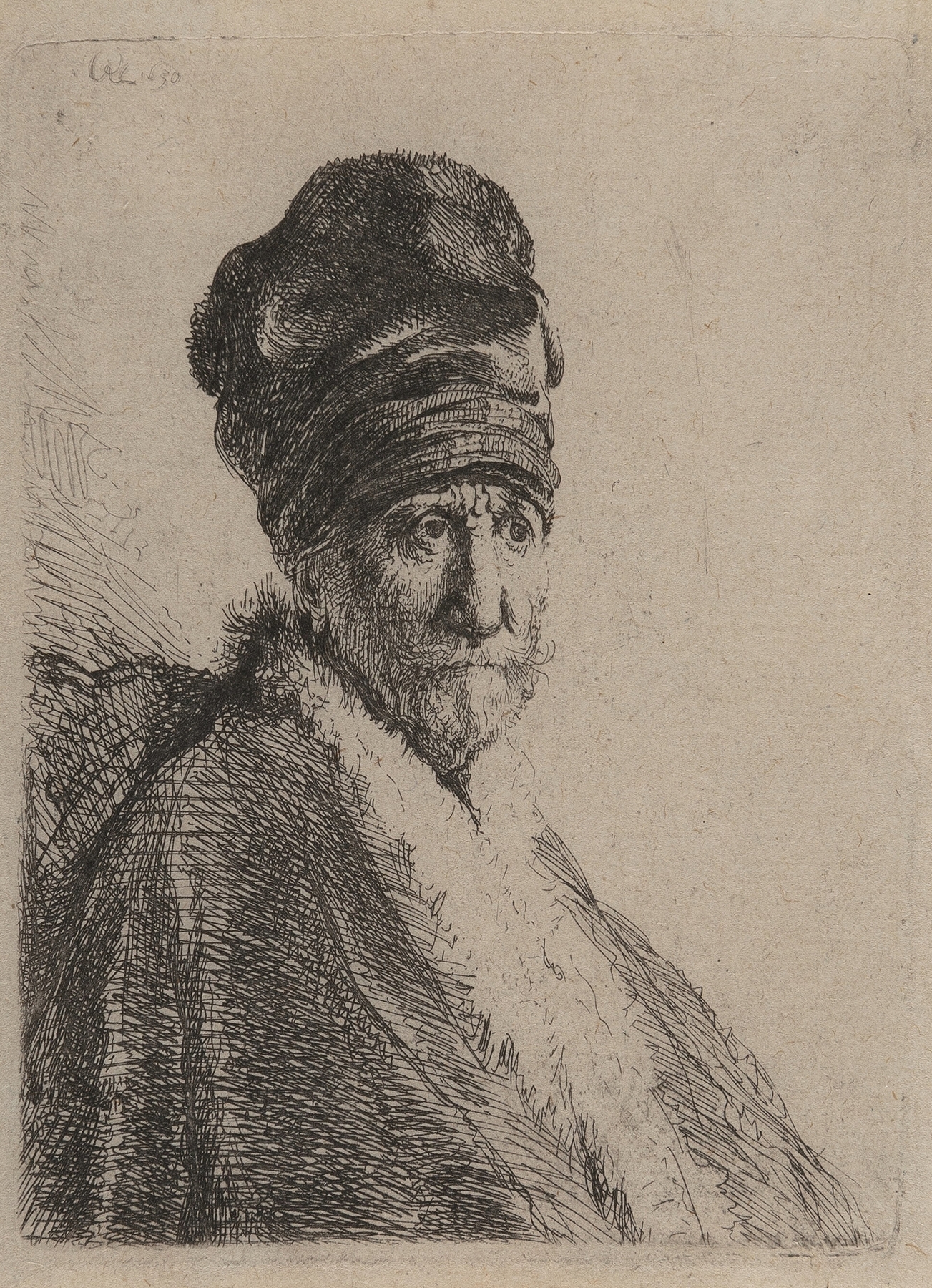Bust of a man wearing a high cap, the artist’s father (1630)