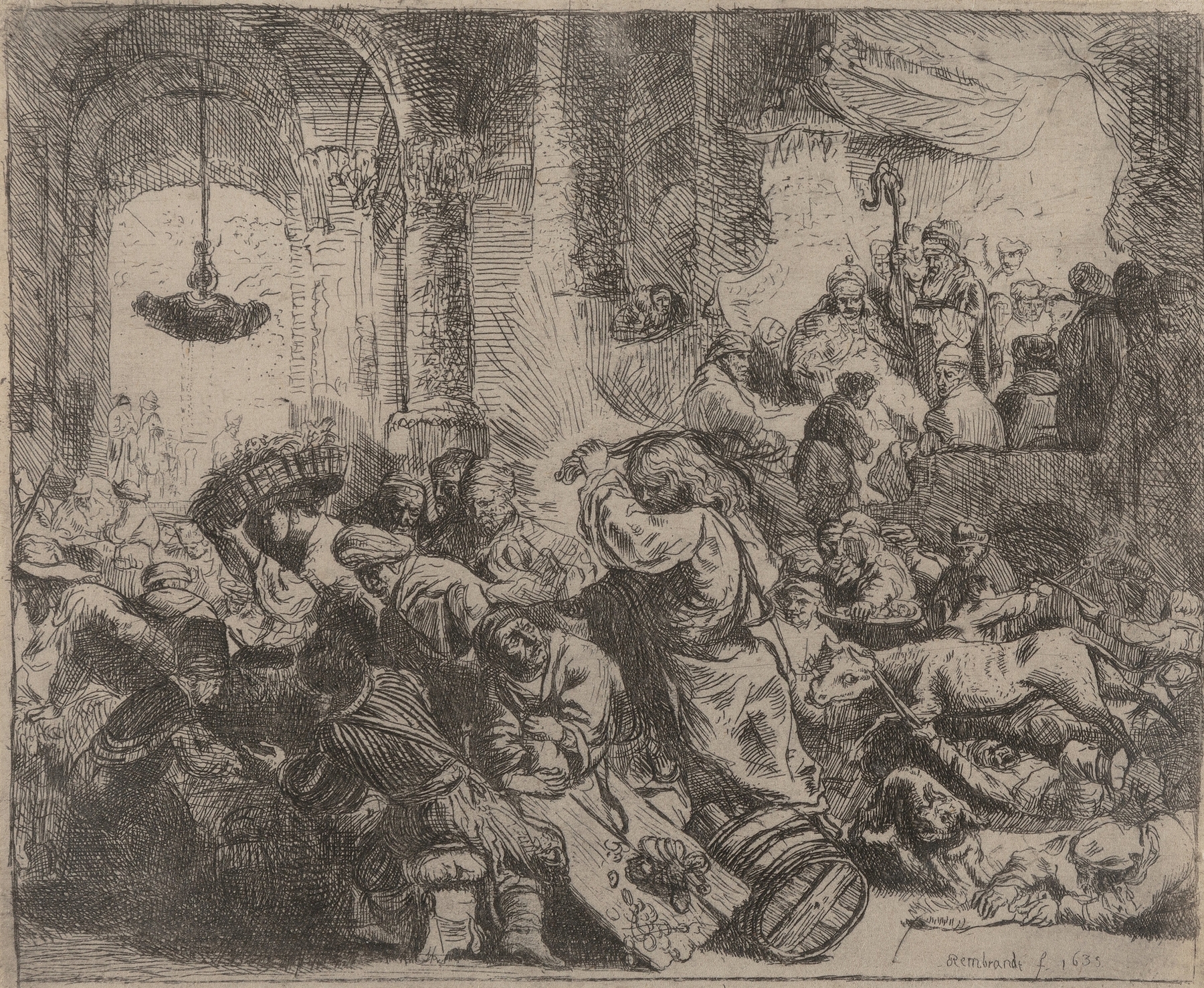Christ driving the money changers from the temple (1635)