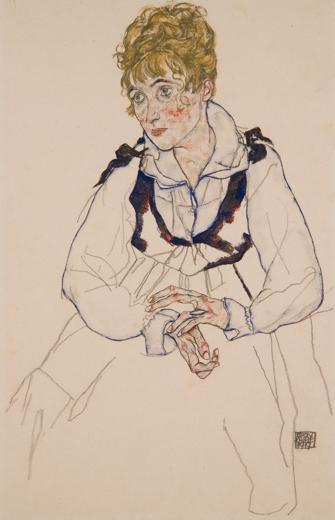 Die Frau des Künstlers, sitzend Edith Schiele (1917)