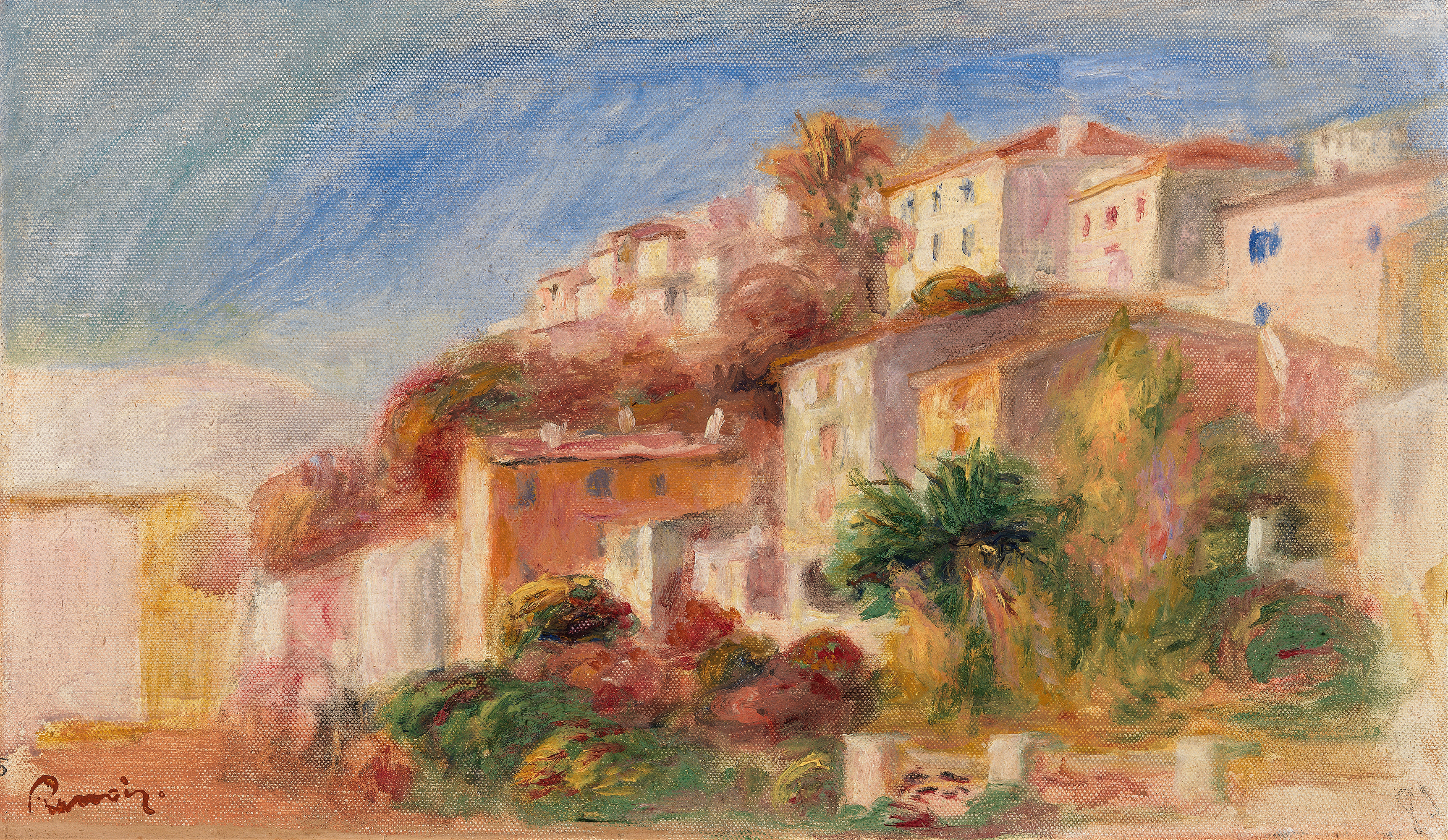View from the Garden of the Post Office, Cagnes (Village vu du jardin de la poste, Cagnes) (c. 1908)