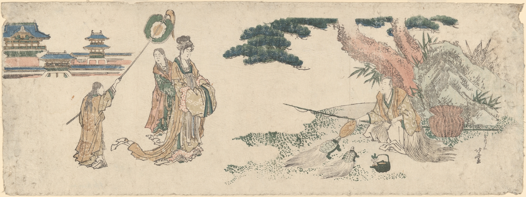 Old Man Feeding the Turtles; Princes and Attendants Approaching (late 18th century – early 19th century)