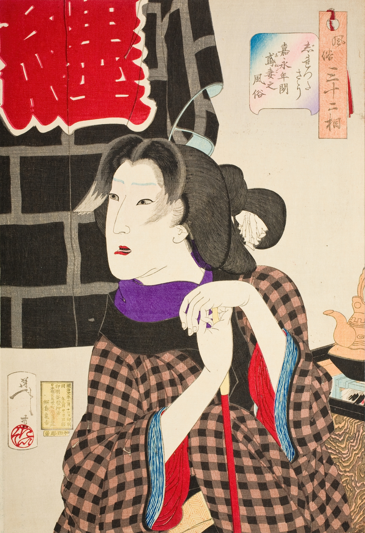 Expectant; The Appearance of a Fireman’s Wife in the Kaei Era (1888)