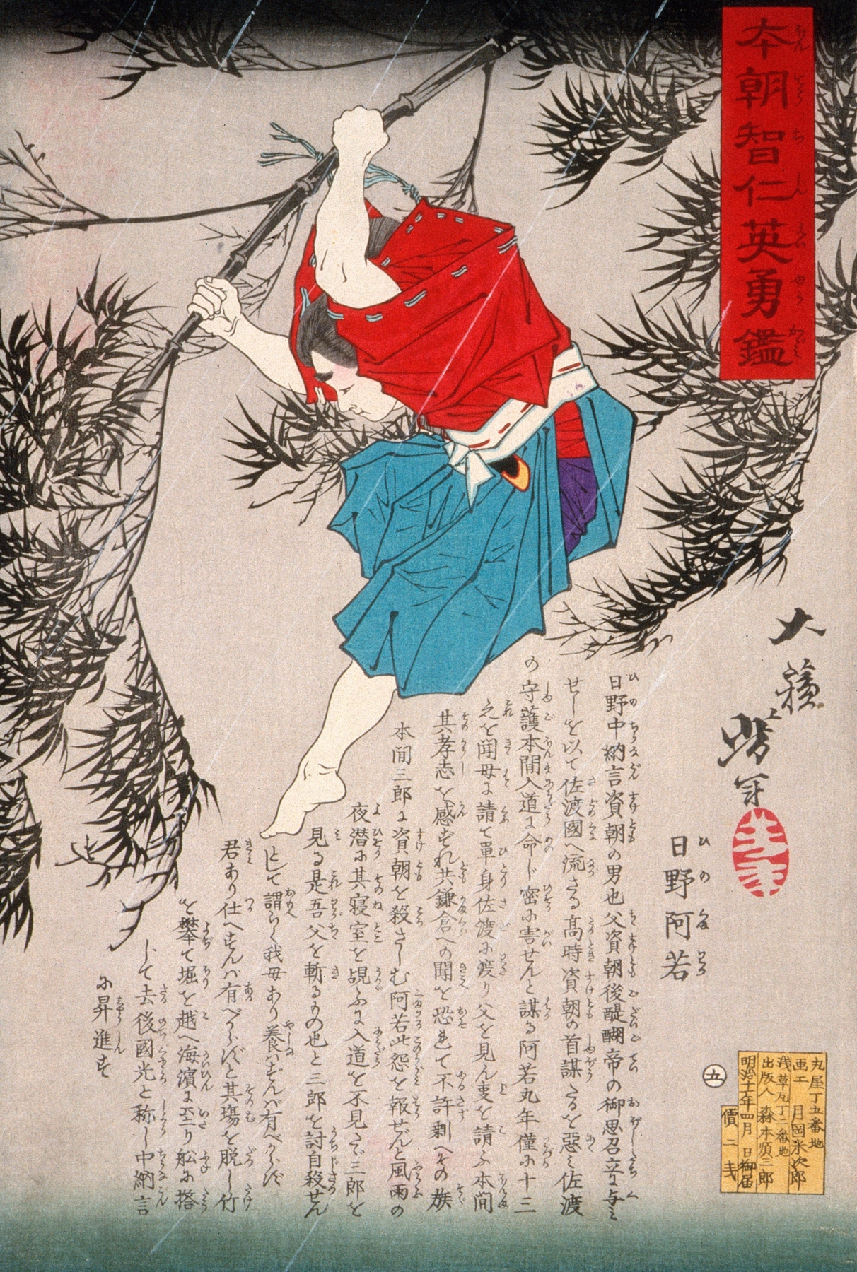 Hino Kumawaka Leaping from Bamboo (1878)
