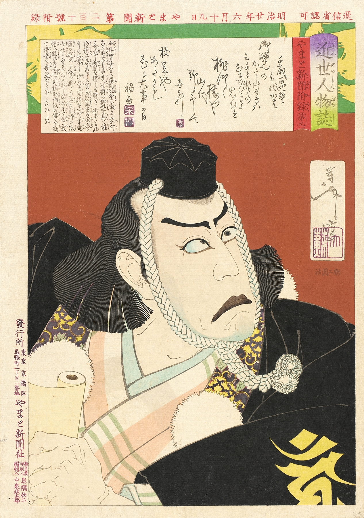 Ichikawa Danjūrō IX as Musashibō Benkei in Kanjinchō (1887)