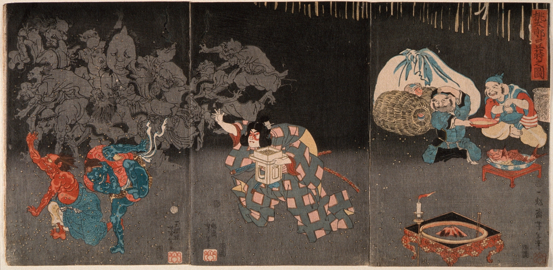 Momotarō Scattering Beans (1859)