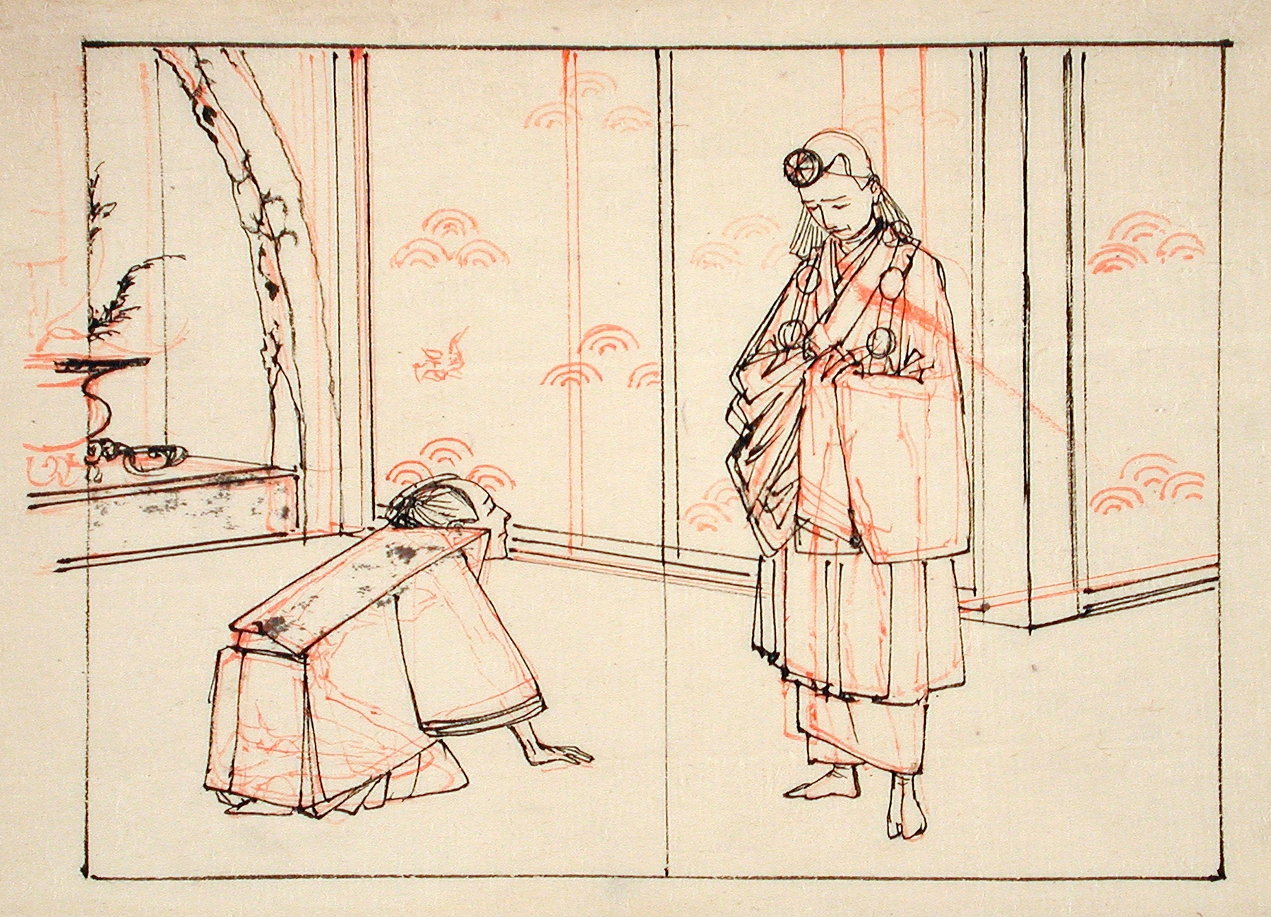 Preparatory Drawing for an Illustration of the Book; Mirror of Famous Japanese Generals (1882)