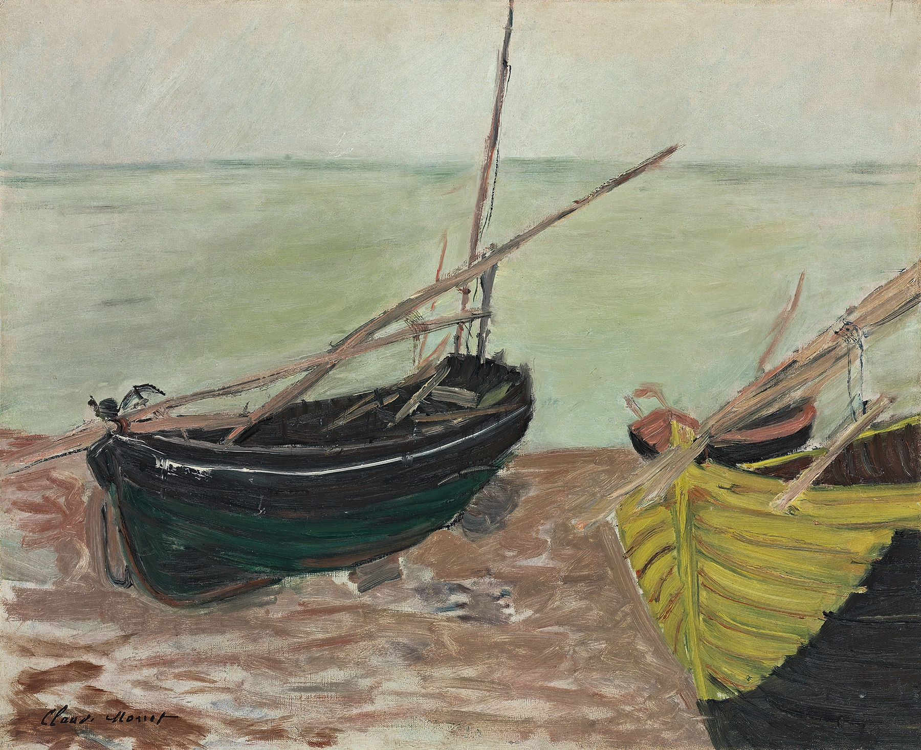 Étude de bateaux sur la plage d’Étretat (1885)