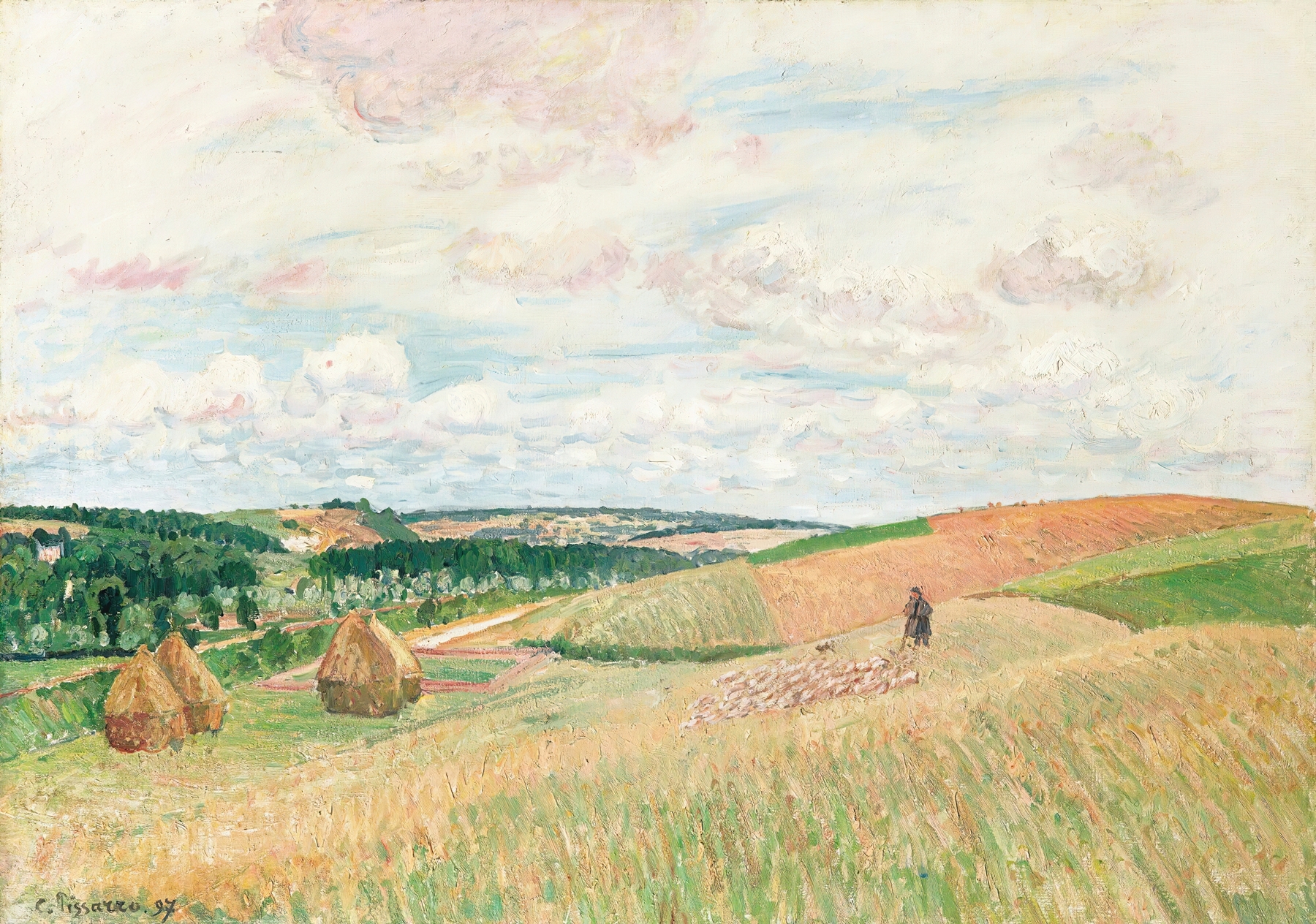 Les Coteaux De Thierceville, Meules, Berger Et Troupeau (1897)