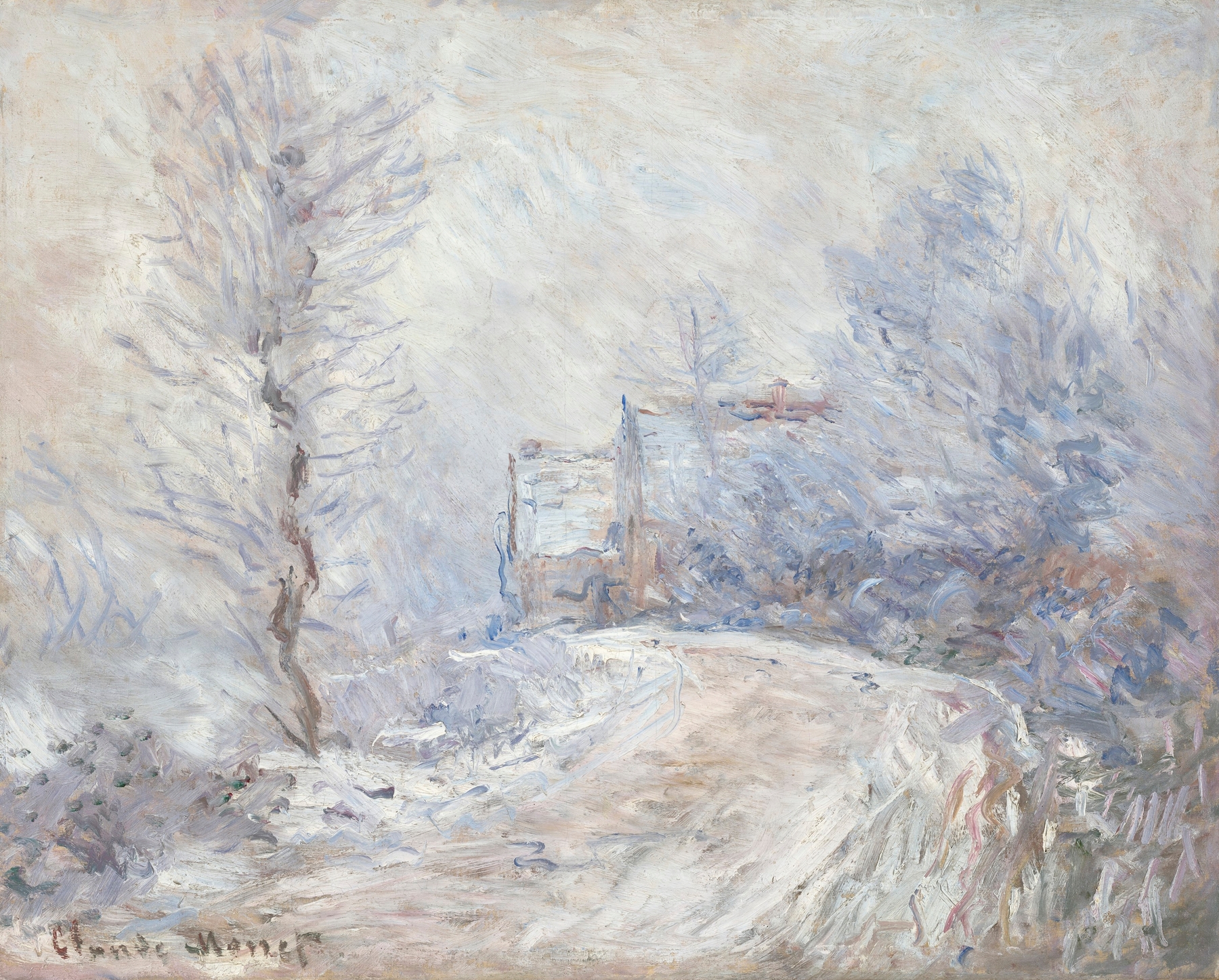 L’entrée de Giverny sous la neige (1885)
