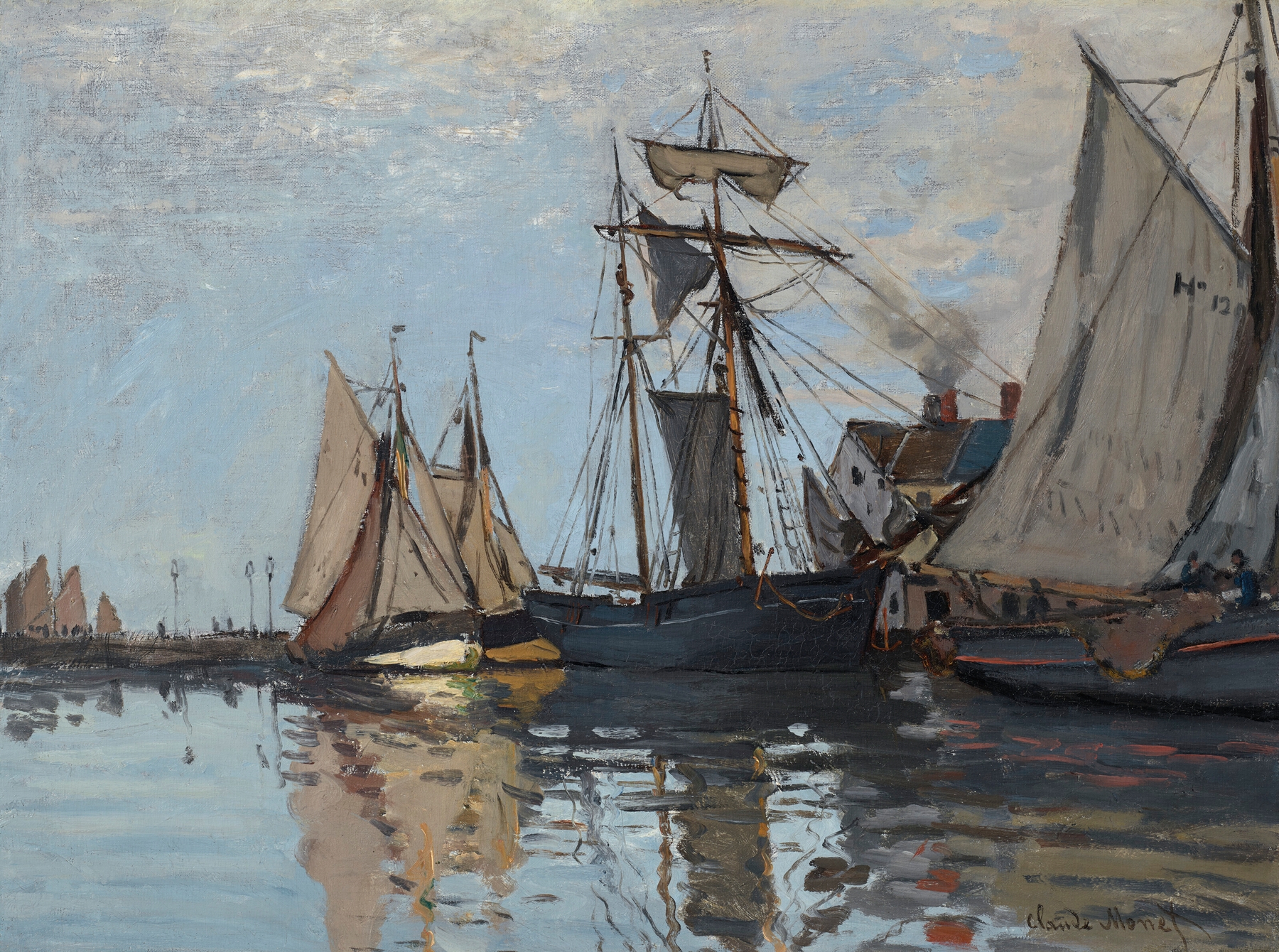 Bateaux dans le port de Honfleur (1866)