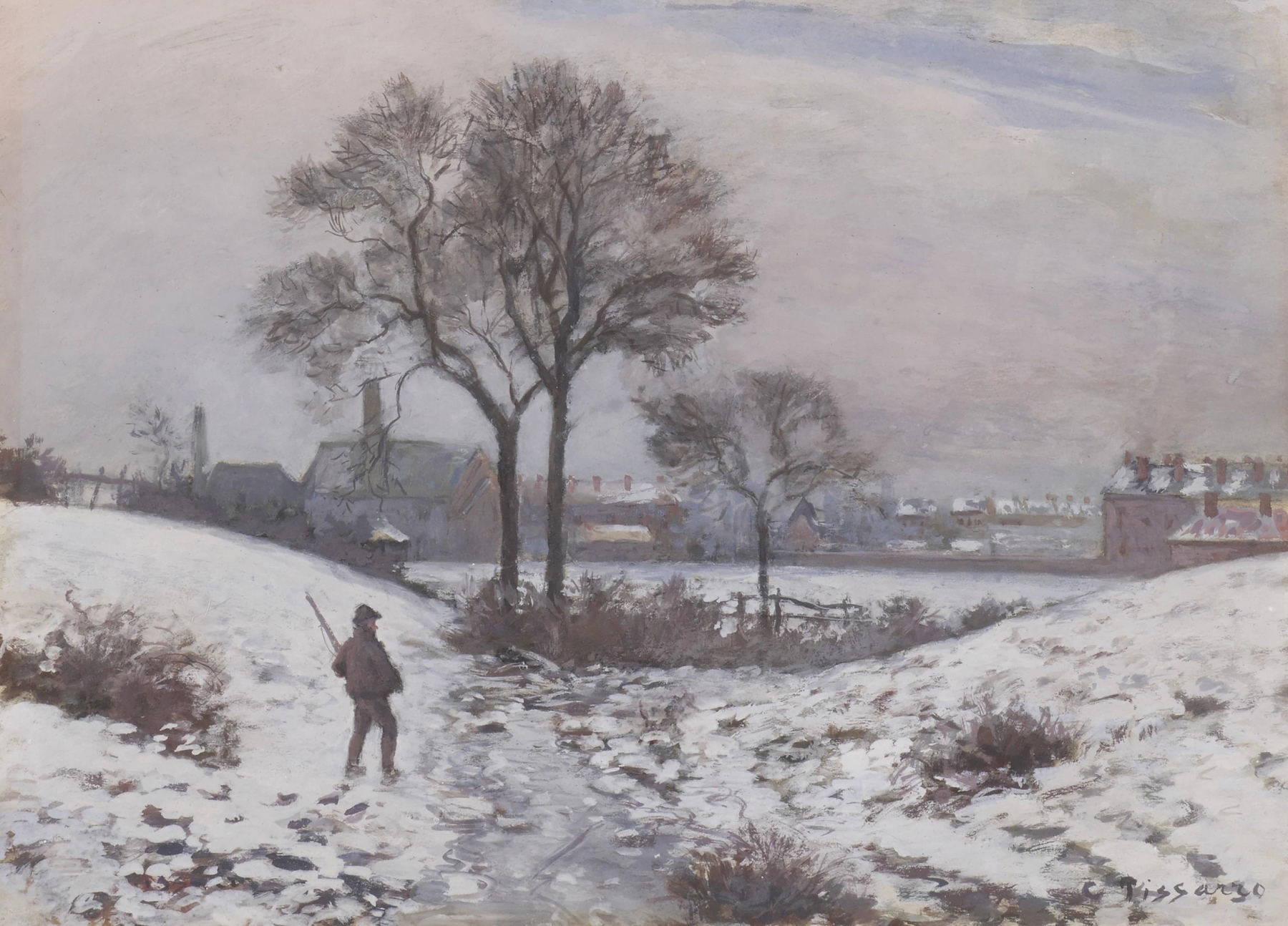 Chasseur en hiver, paysage à Norwood (1870)