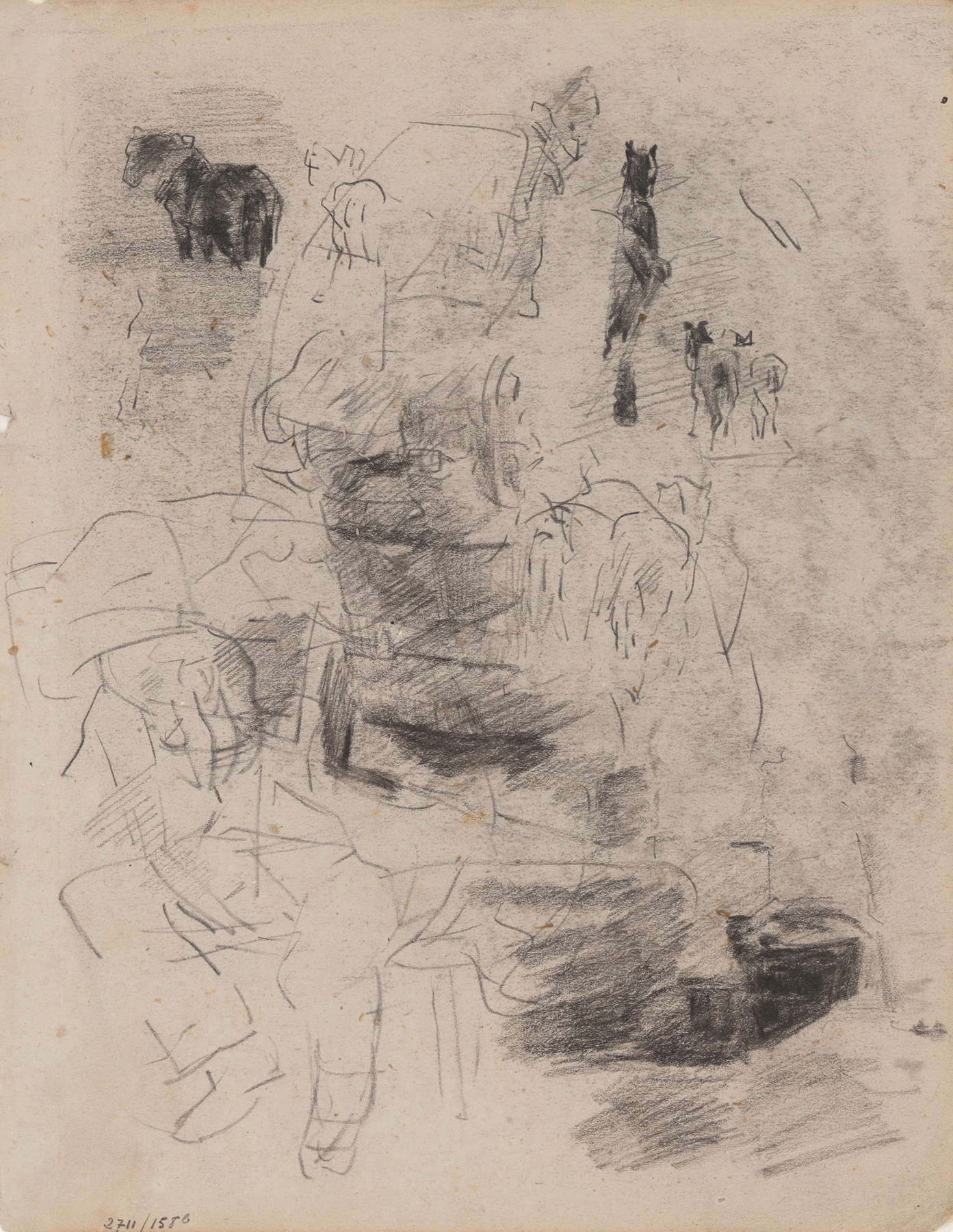 Horses and Seated Man