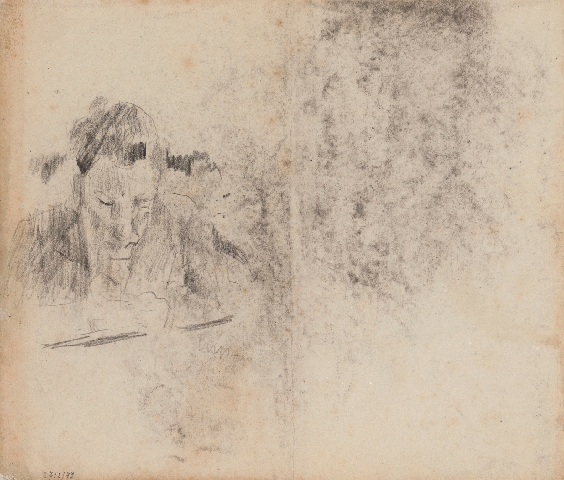 Man Writing or Reading