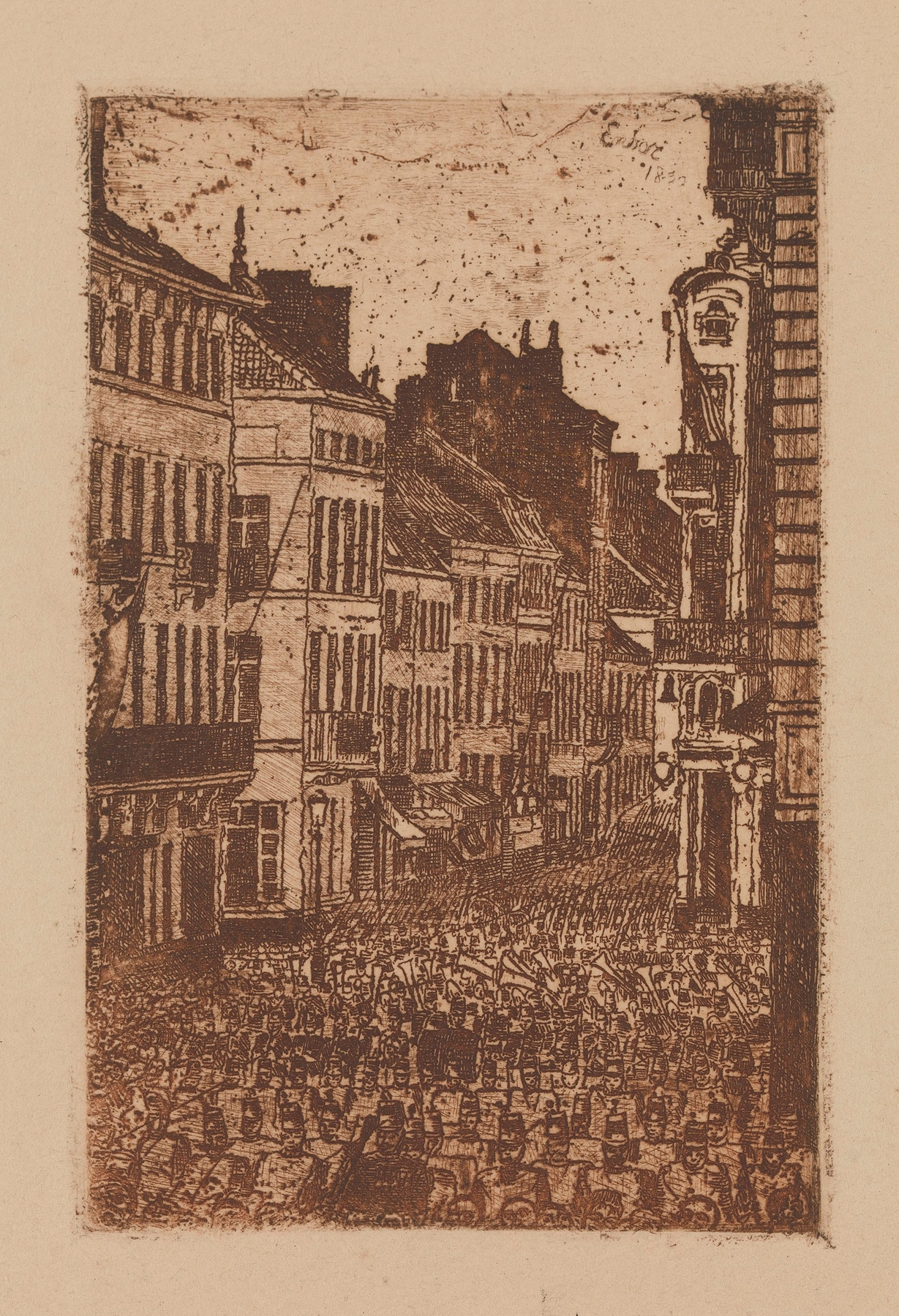 The Music in the rue de Flandre, Ostend (1890)