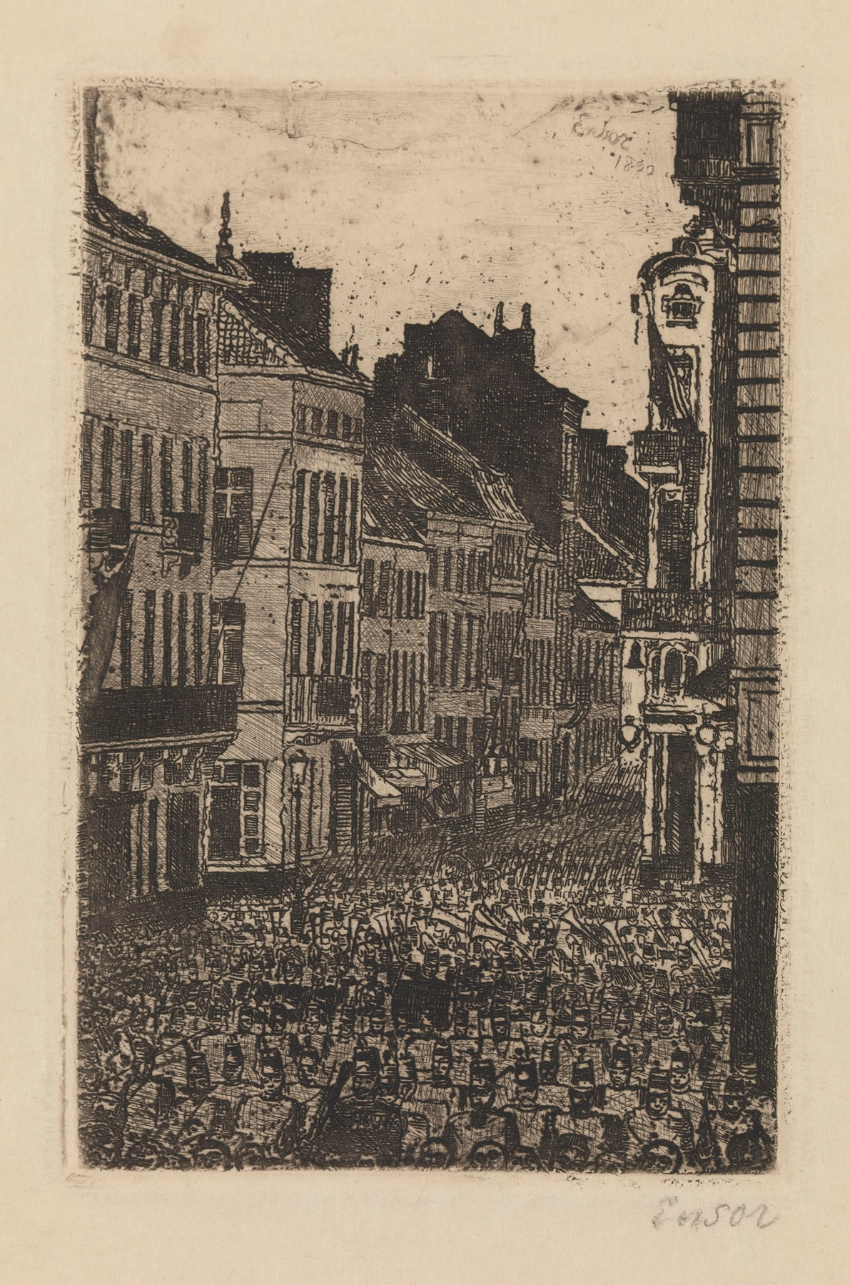 The Music in the rue de Flandre, Ostend (1890)