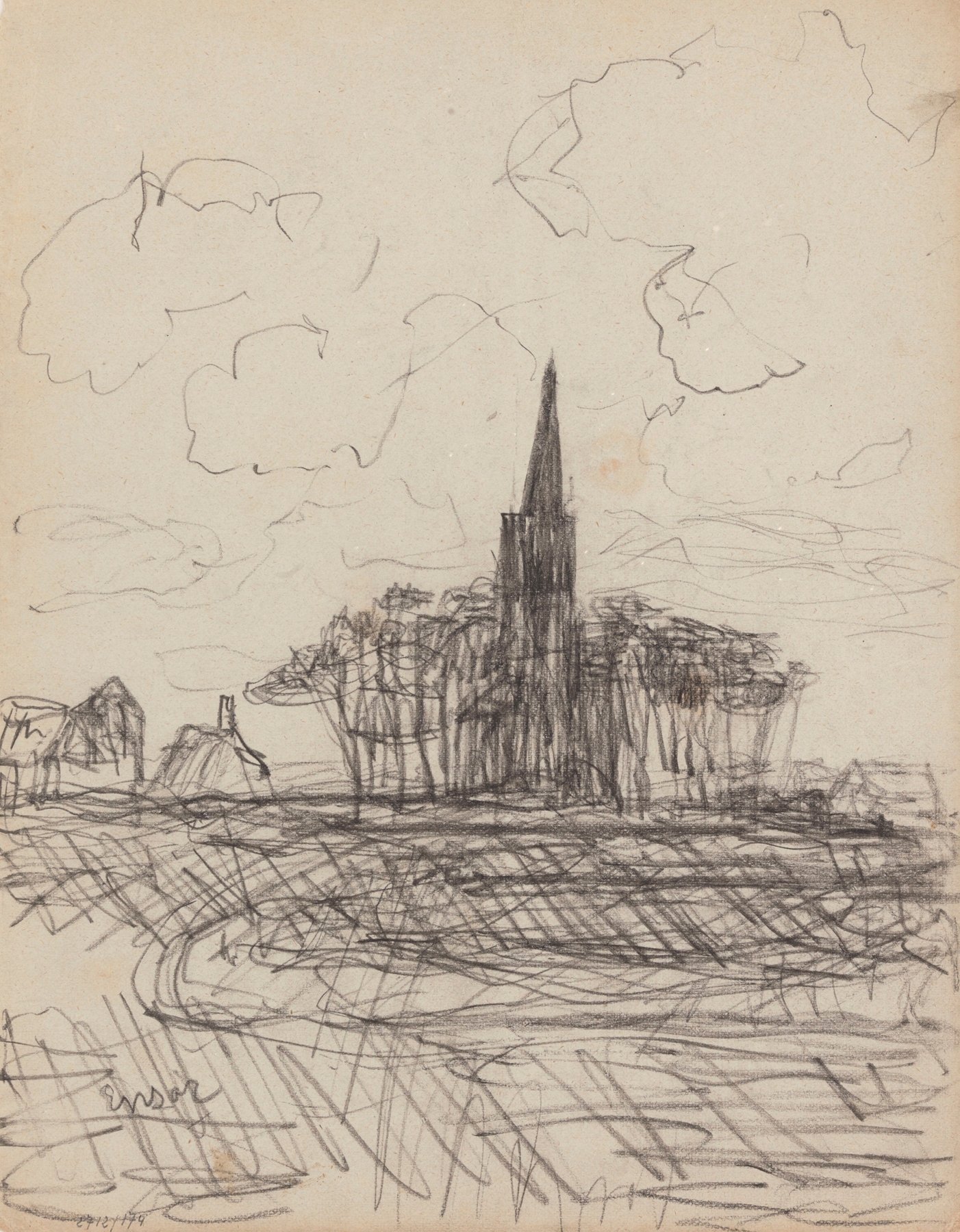 Village Church Surrounded by Trees