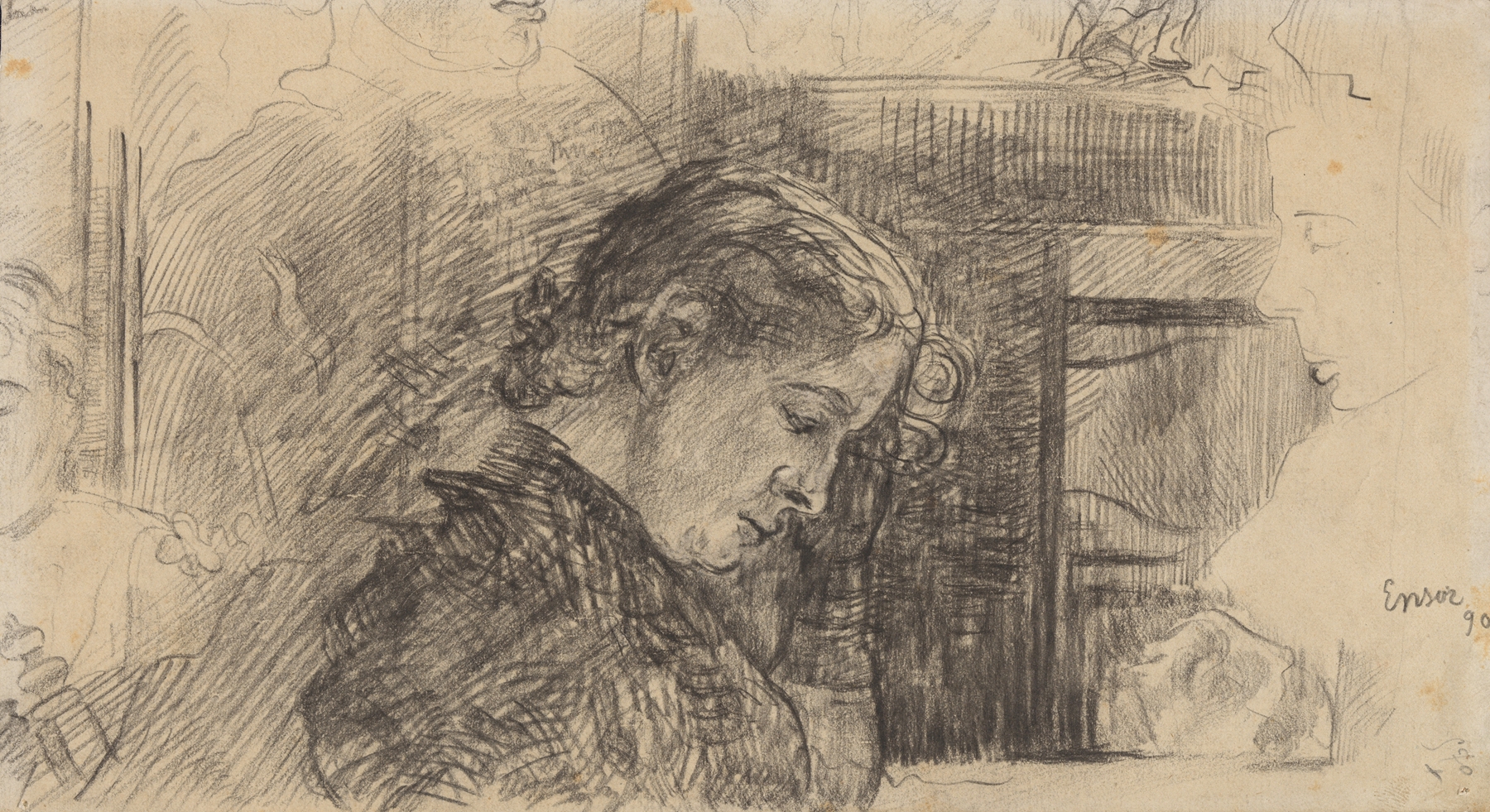 Vrouwenprofiel (Mariette Rousseau) en andere figuren (1885)