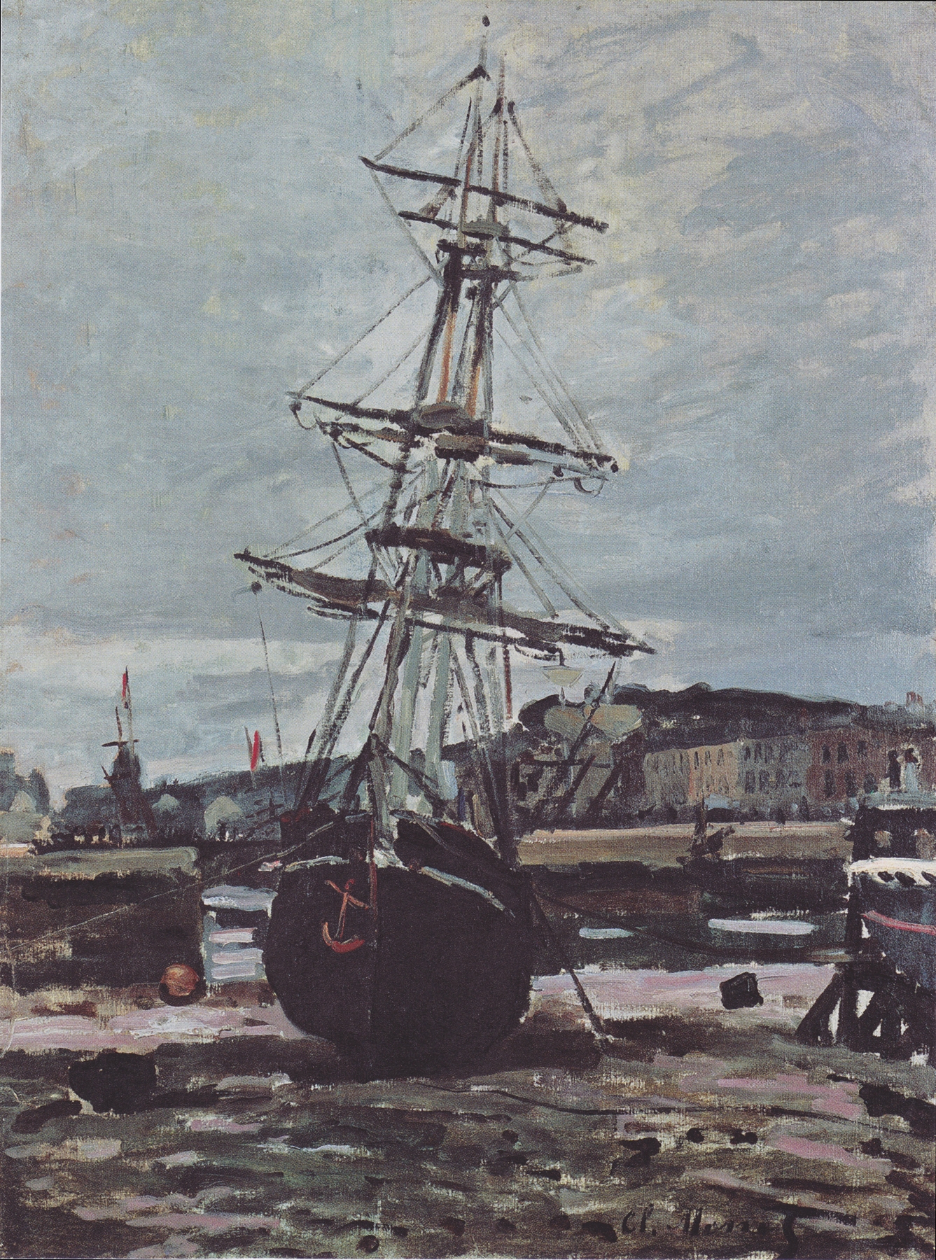 Stranded boat in Fécamp (1868)