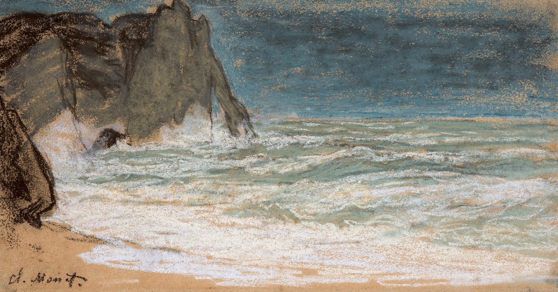 The raging sea at Etretat (1868)