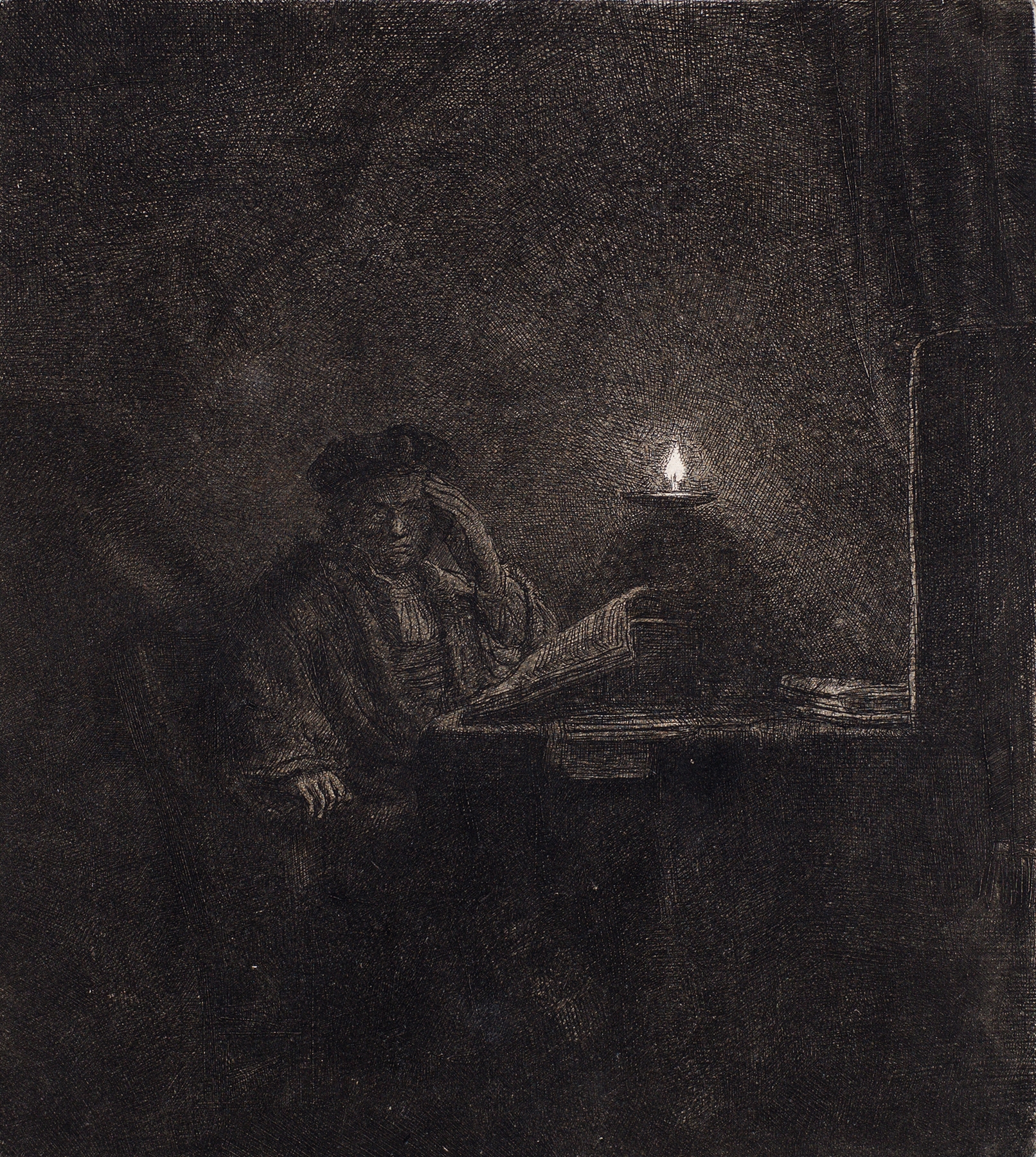 Student at a Table by Candlelight (circa 1642)
