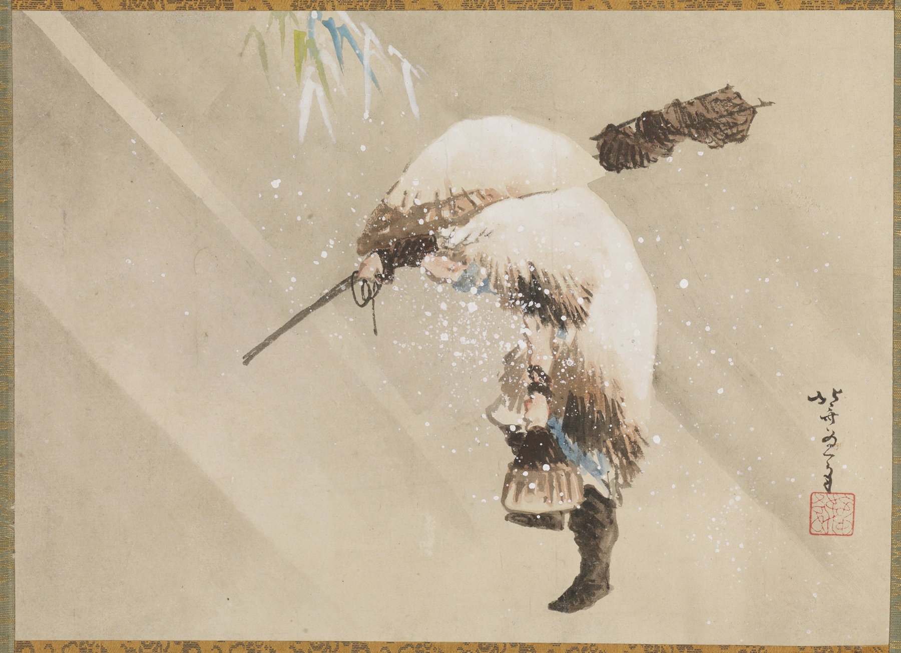 Fisherman Carrying His Net in the Snow (c. 1821)