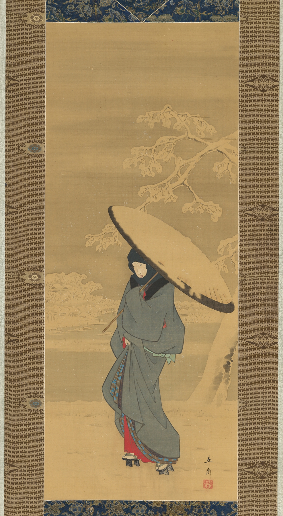 Woman Walking in the Snow (1840s)