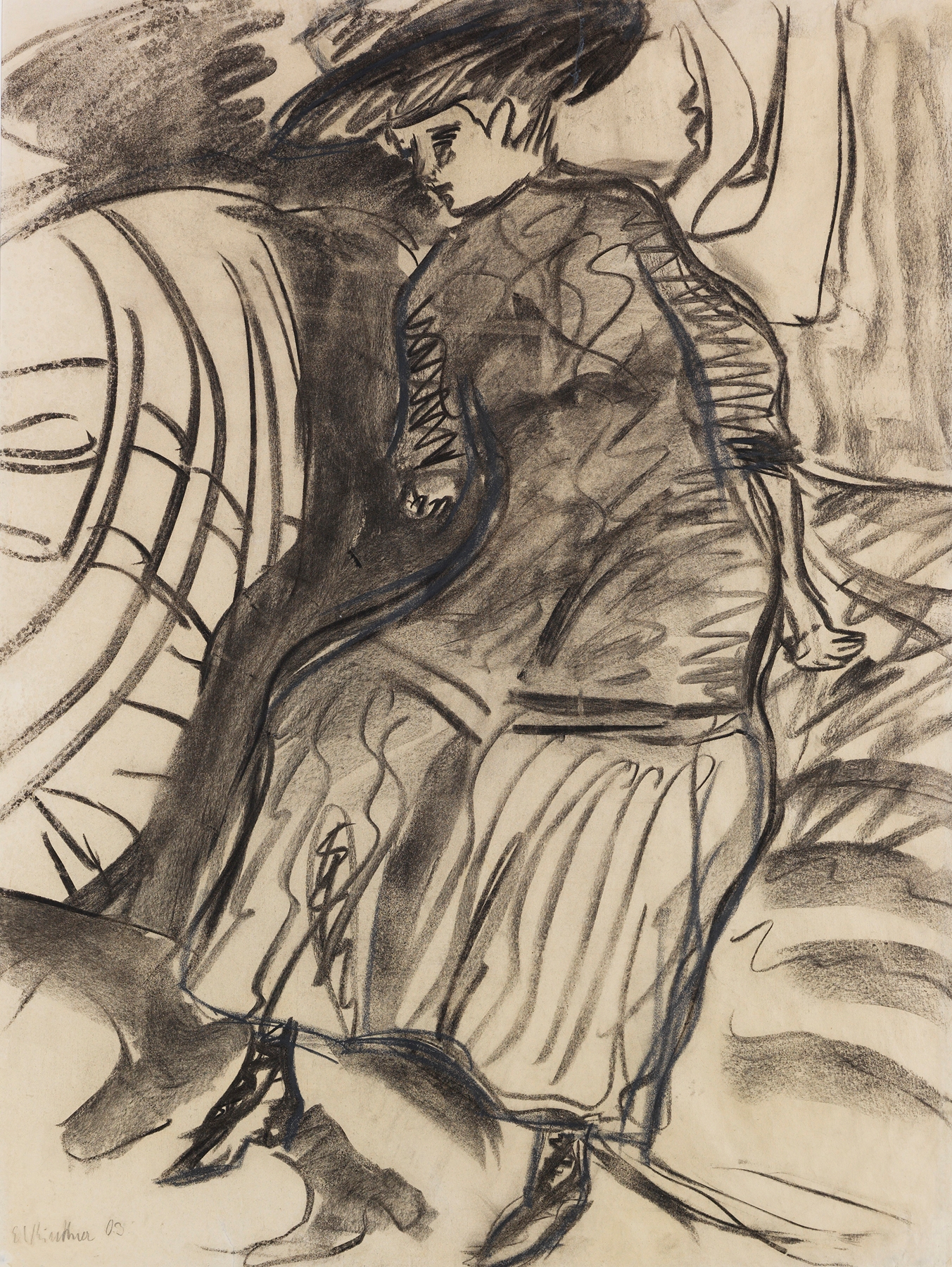 Auf dem Bett sitzendes Mädchen (1908)