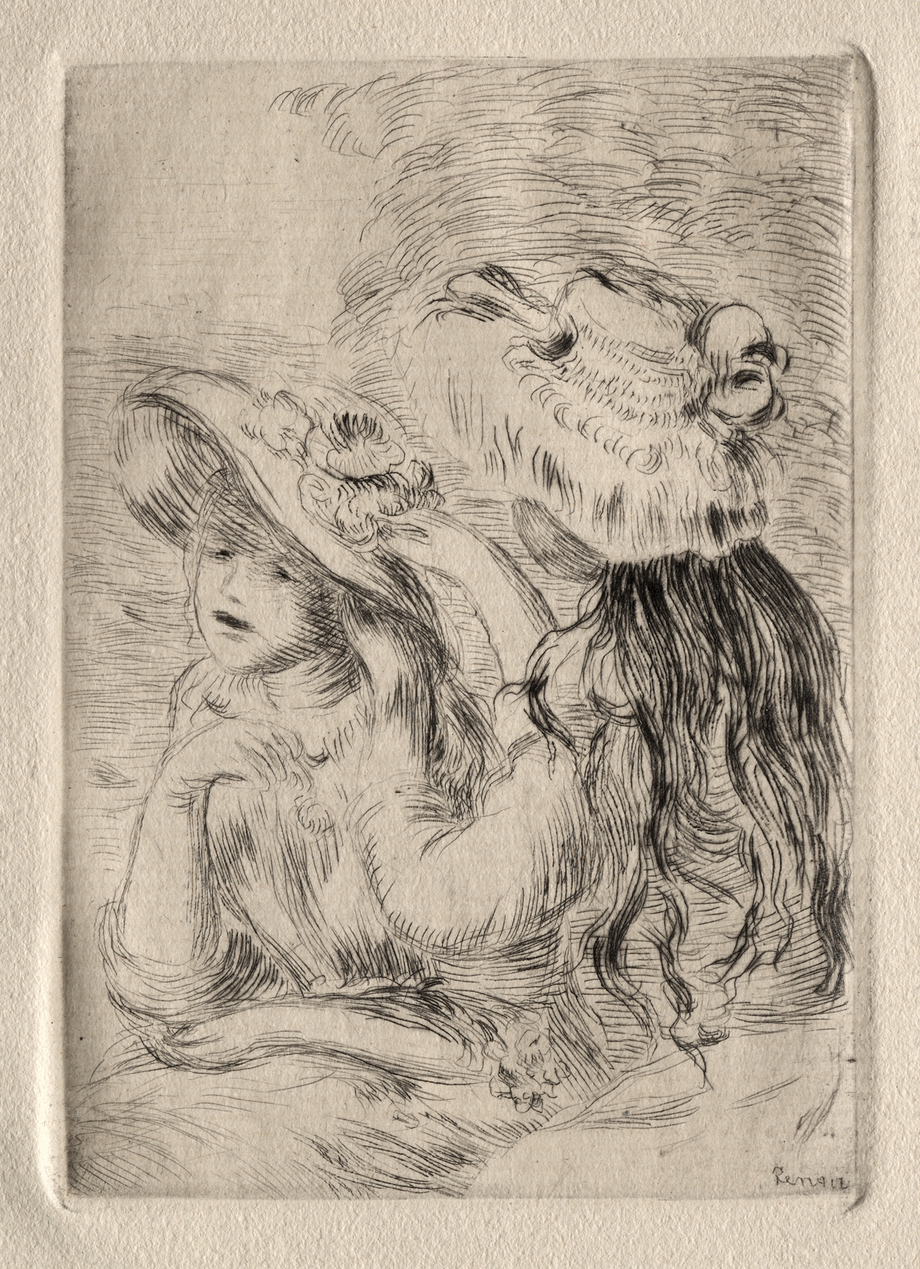 The Hatpin (Berthe Morisot’s Daughter and Her Cousin), 1st plate (c. 1894)