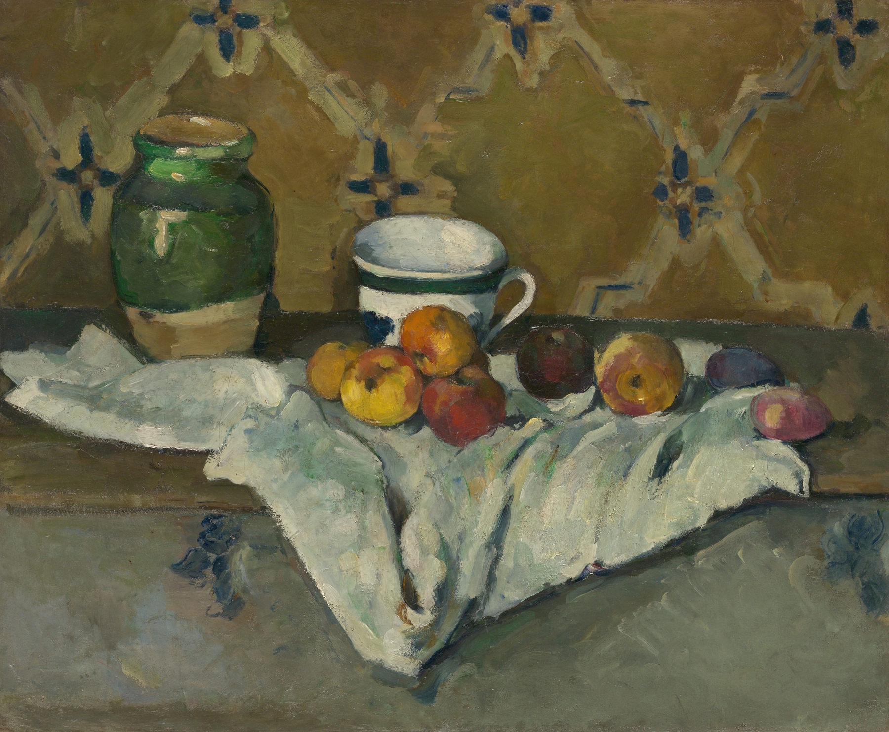 Still Life with Jar, Cup, and Apples (ca. 1877)