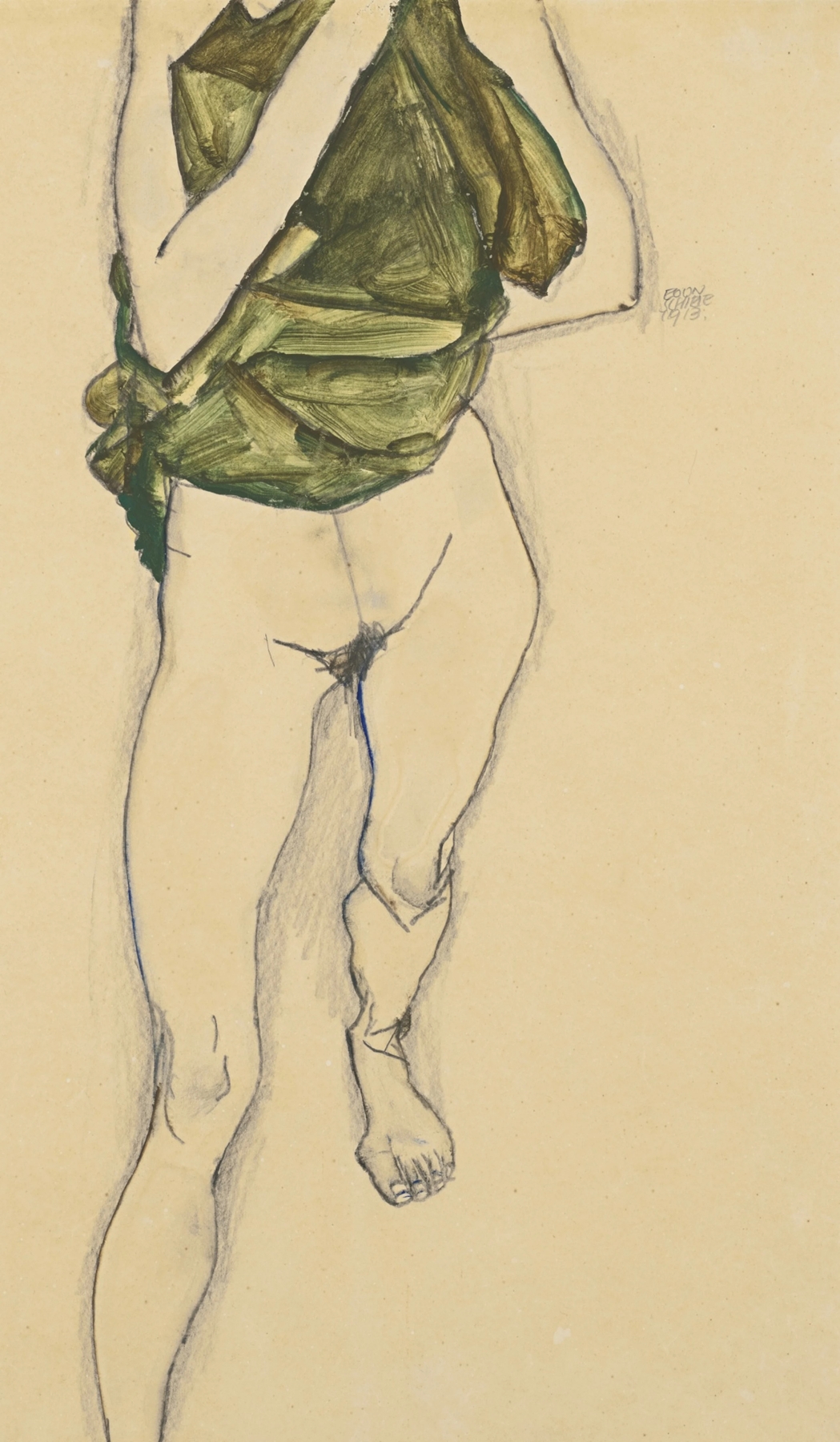 Schreitender Torso in Grünem Hemd (Striding Torso in Green Blouse) (1913)