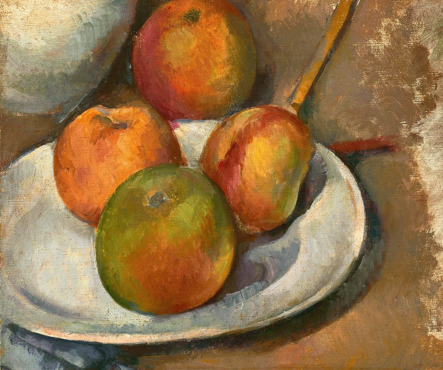 Quatre pommes et un couteau (circa 1885)