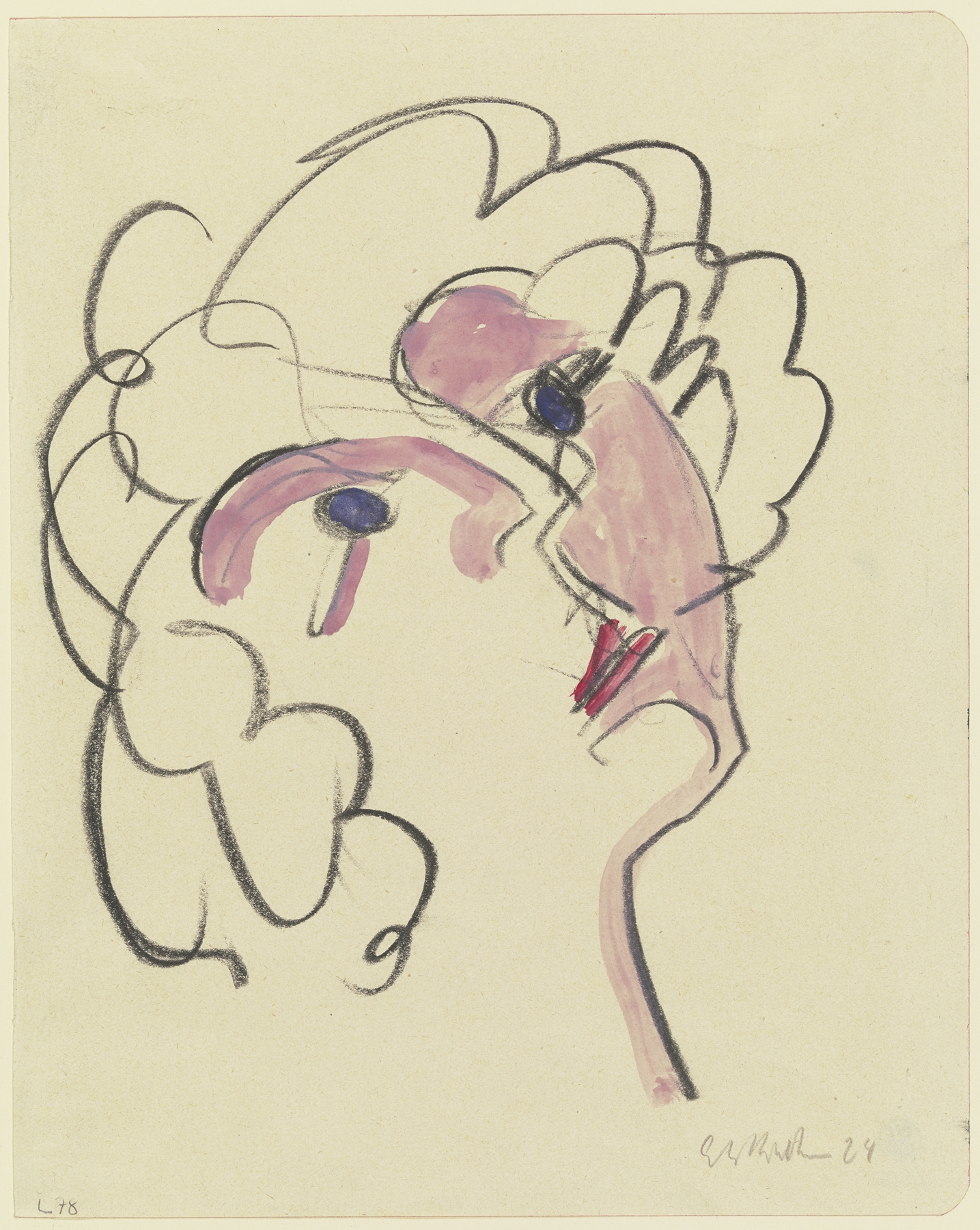 Emporblickender Frauenkopf (ca. 1926)